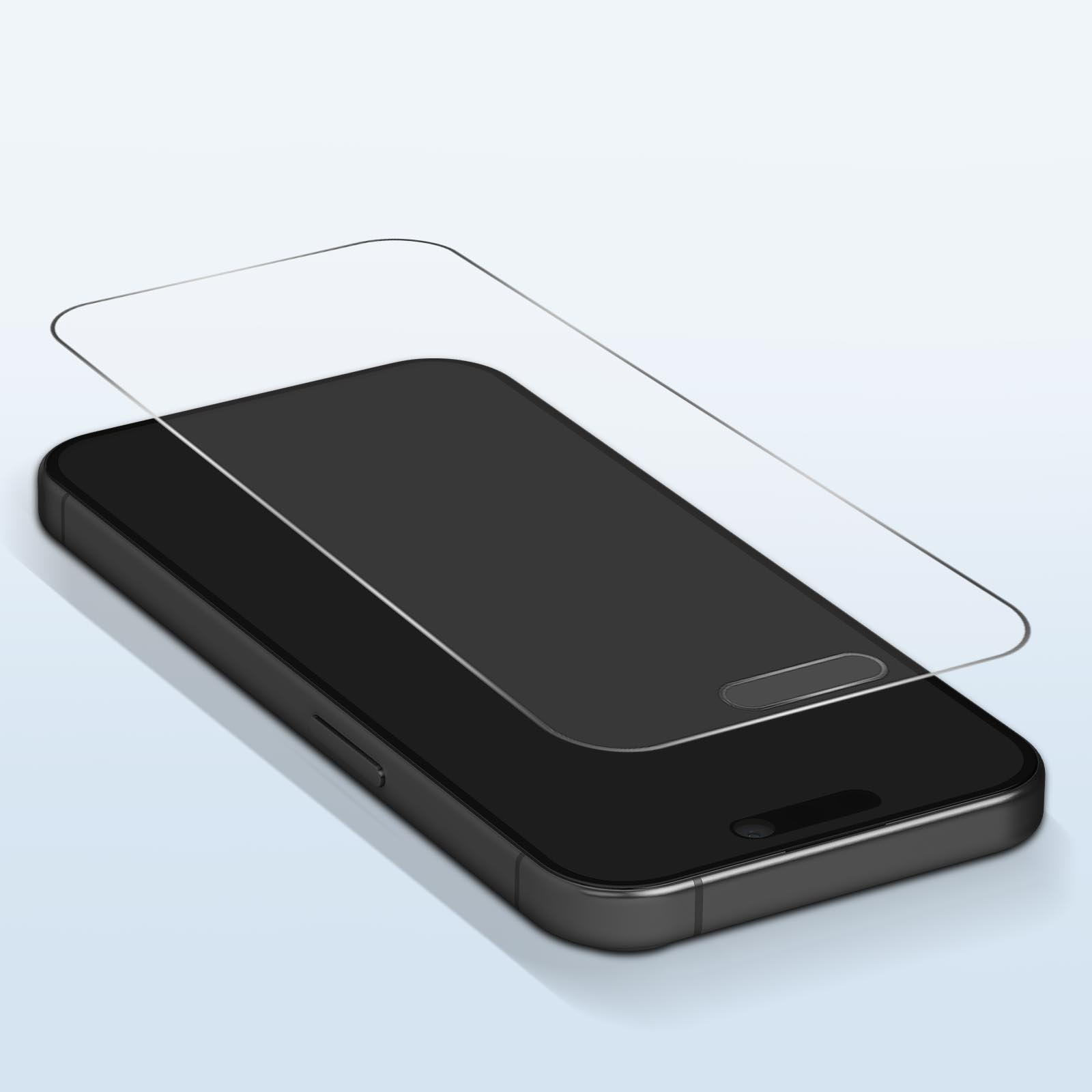 Uno smartphone nero con un proteggi schermo che viene posizionato su di esso.