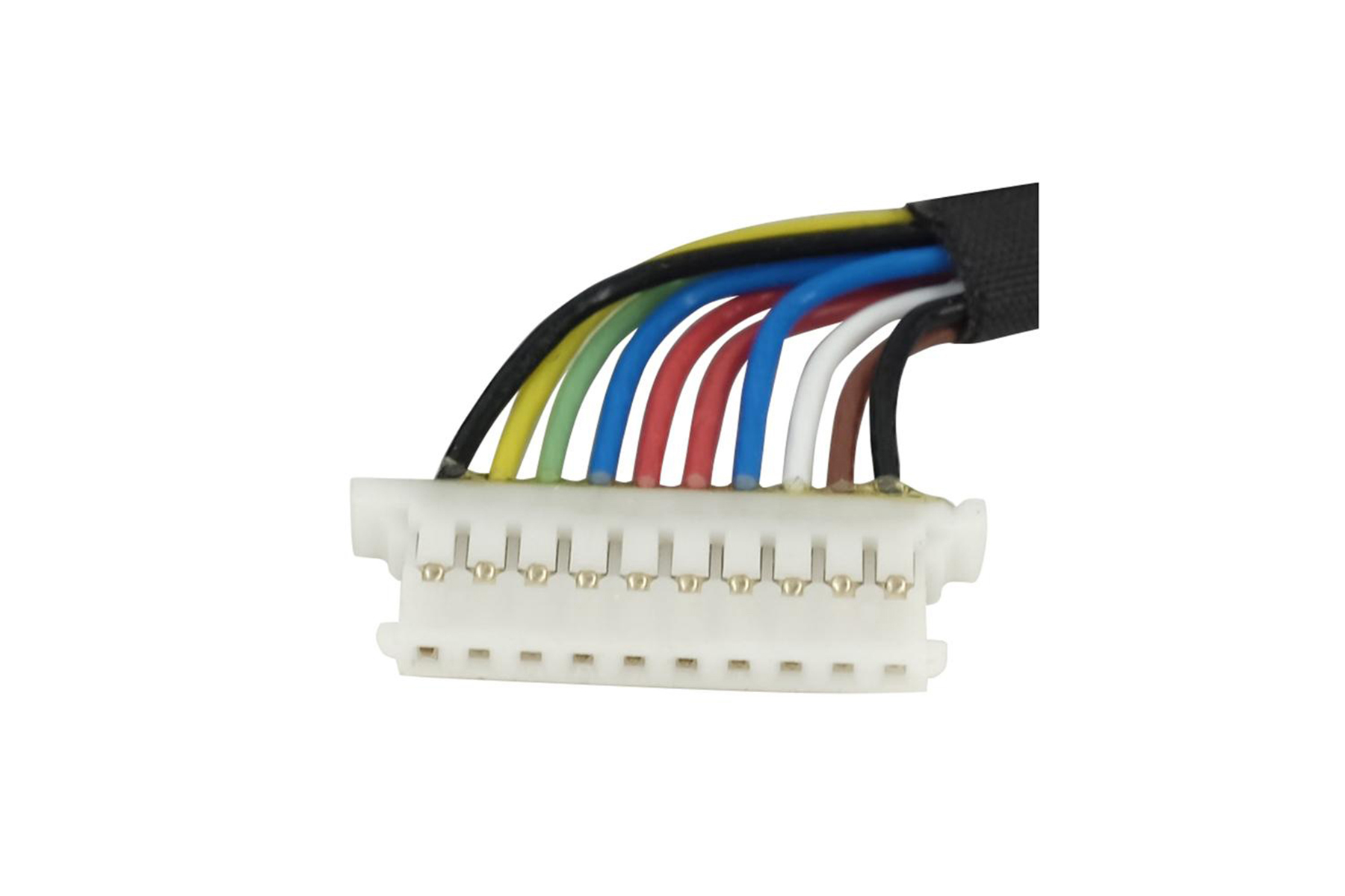 Elektrischer Stecker mit mehreren farbigen Drähten.