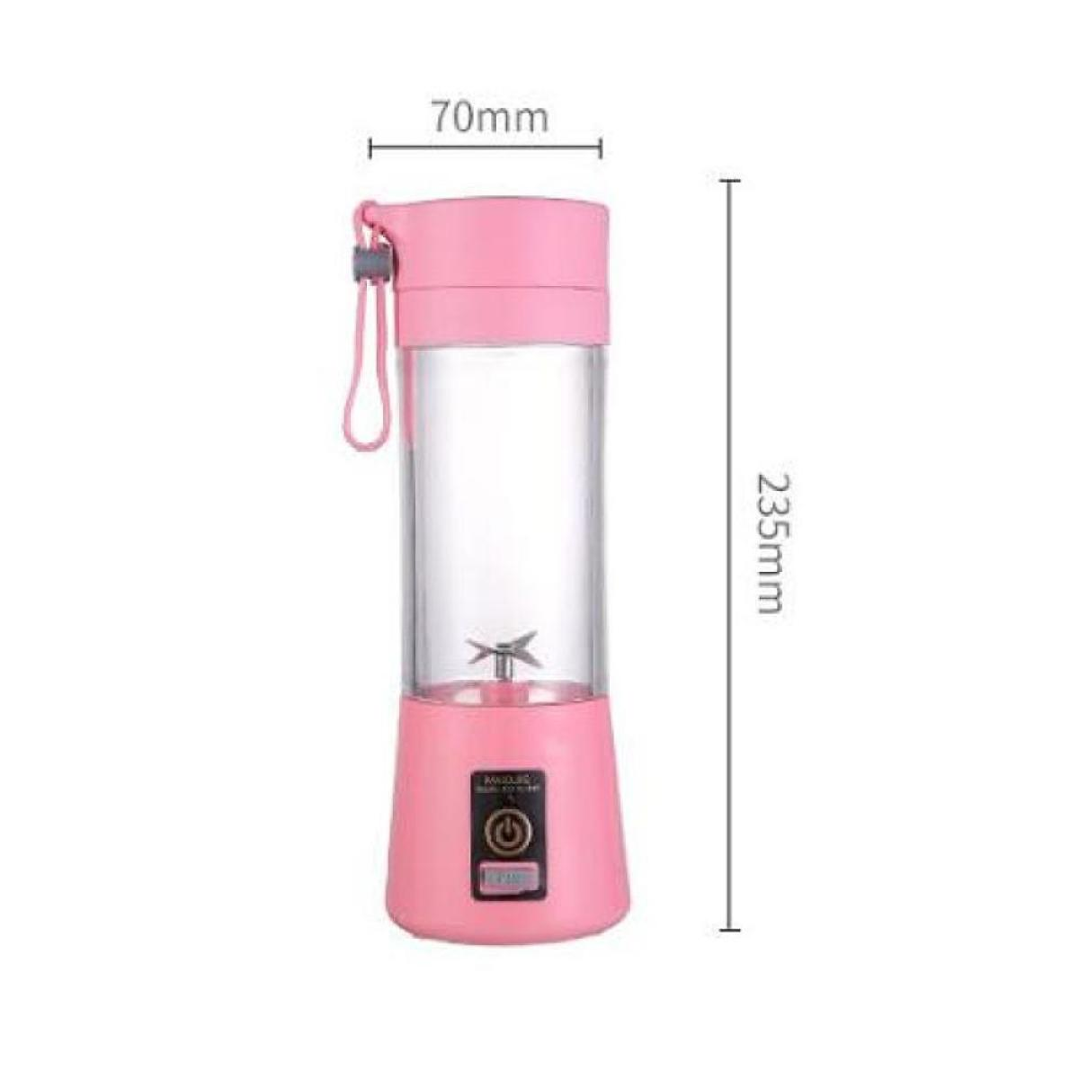 Pinkfarbener tragbarer Mixer mit Maßen: 235 mm hoch, 70 mm breit, isoliert auf weißem Hintergrund.