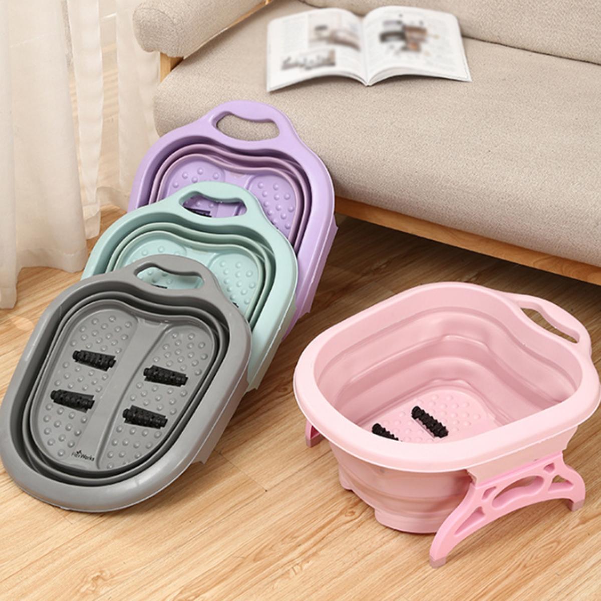 Fußbad Fußmassagegerät Füße, mit Walzenbeulen, komfortable Massage glatter - Pinkes Stand LACAMAX klappbares