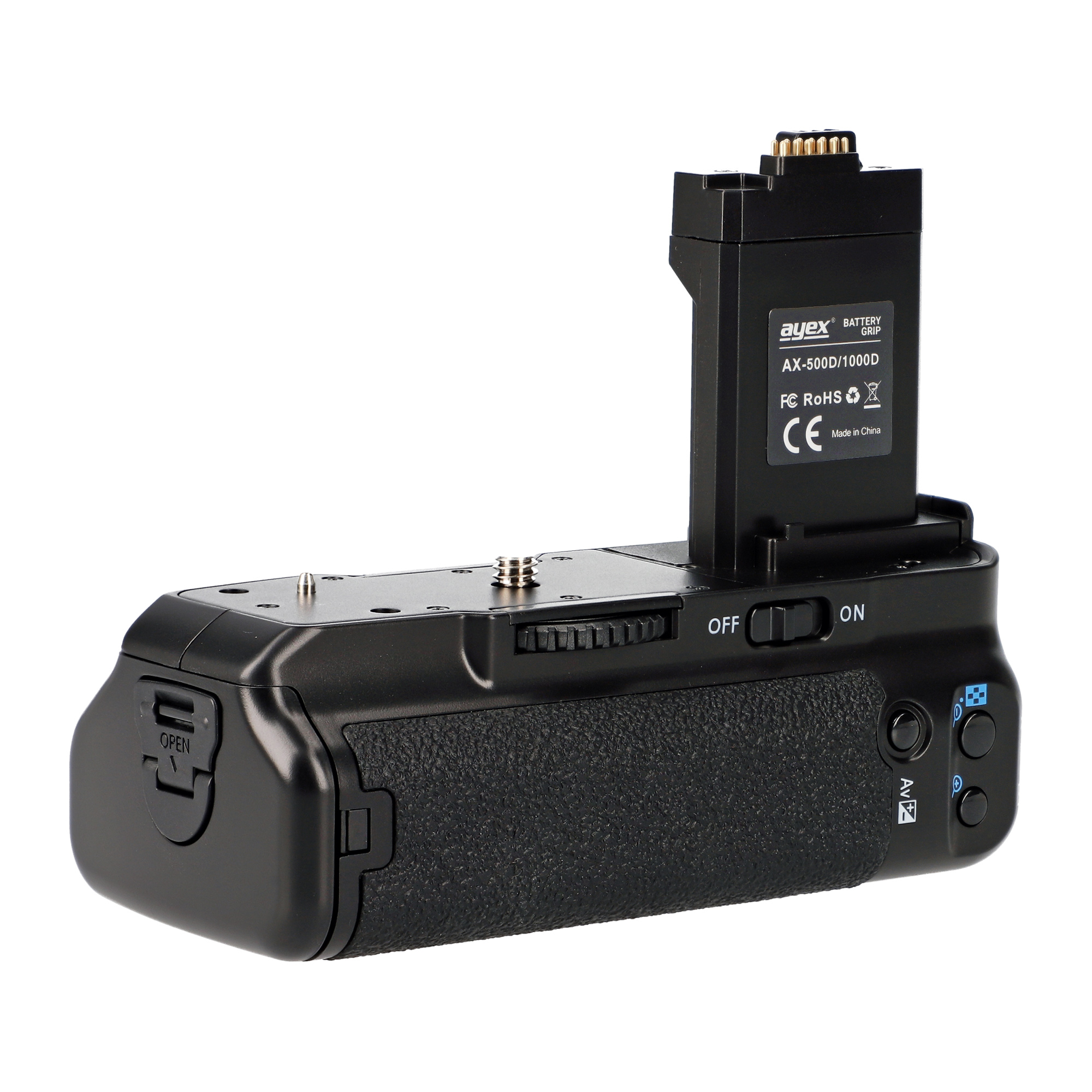 AYEX Batteriegriff Canon EOS BG-E5 500D Hochformat, wie 1000D für 450D Batteriegriff, Black perfekt