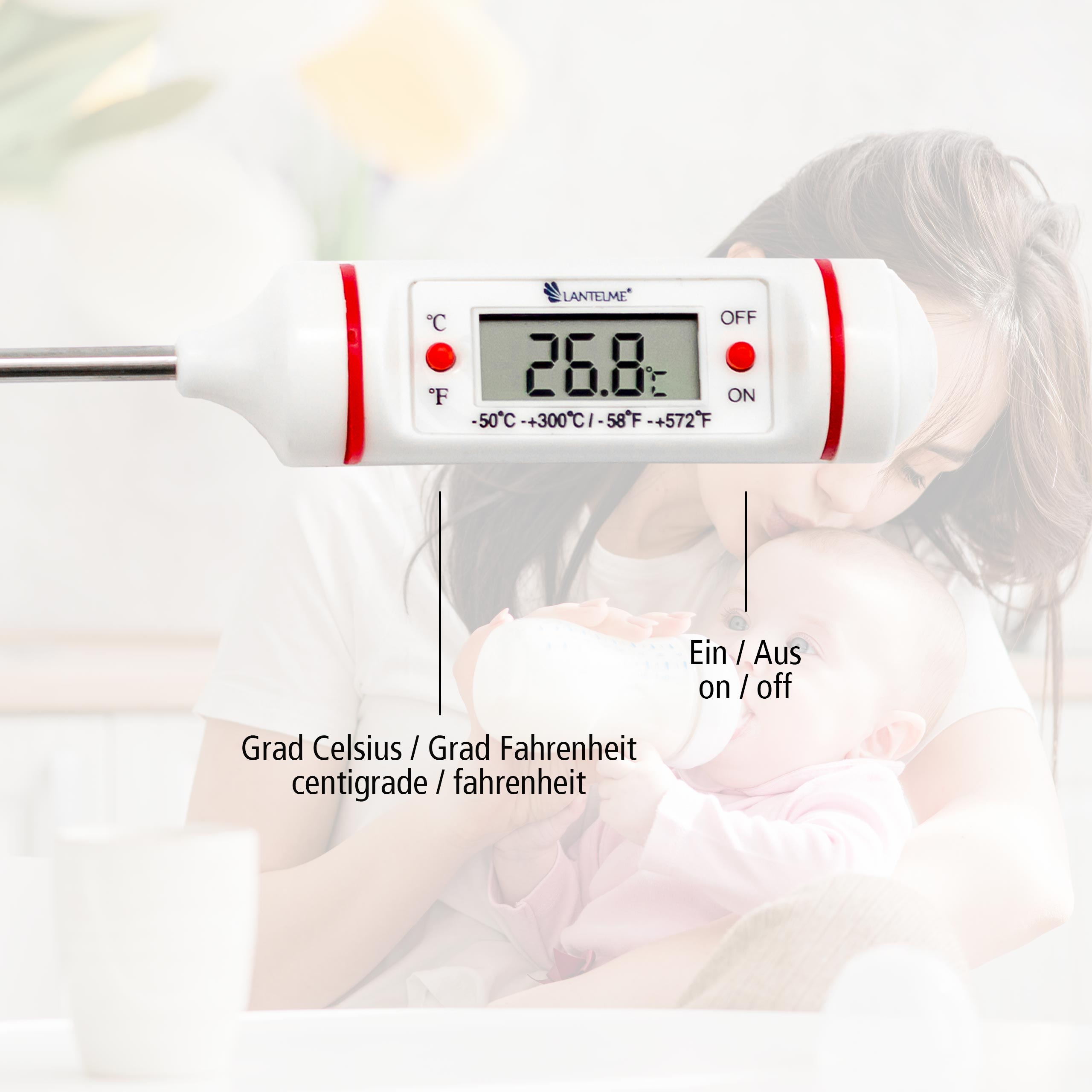 LANTELME Digitales Babyflaschenthermometer für Babykostwärmer Weiß