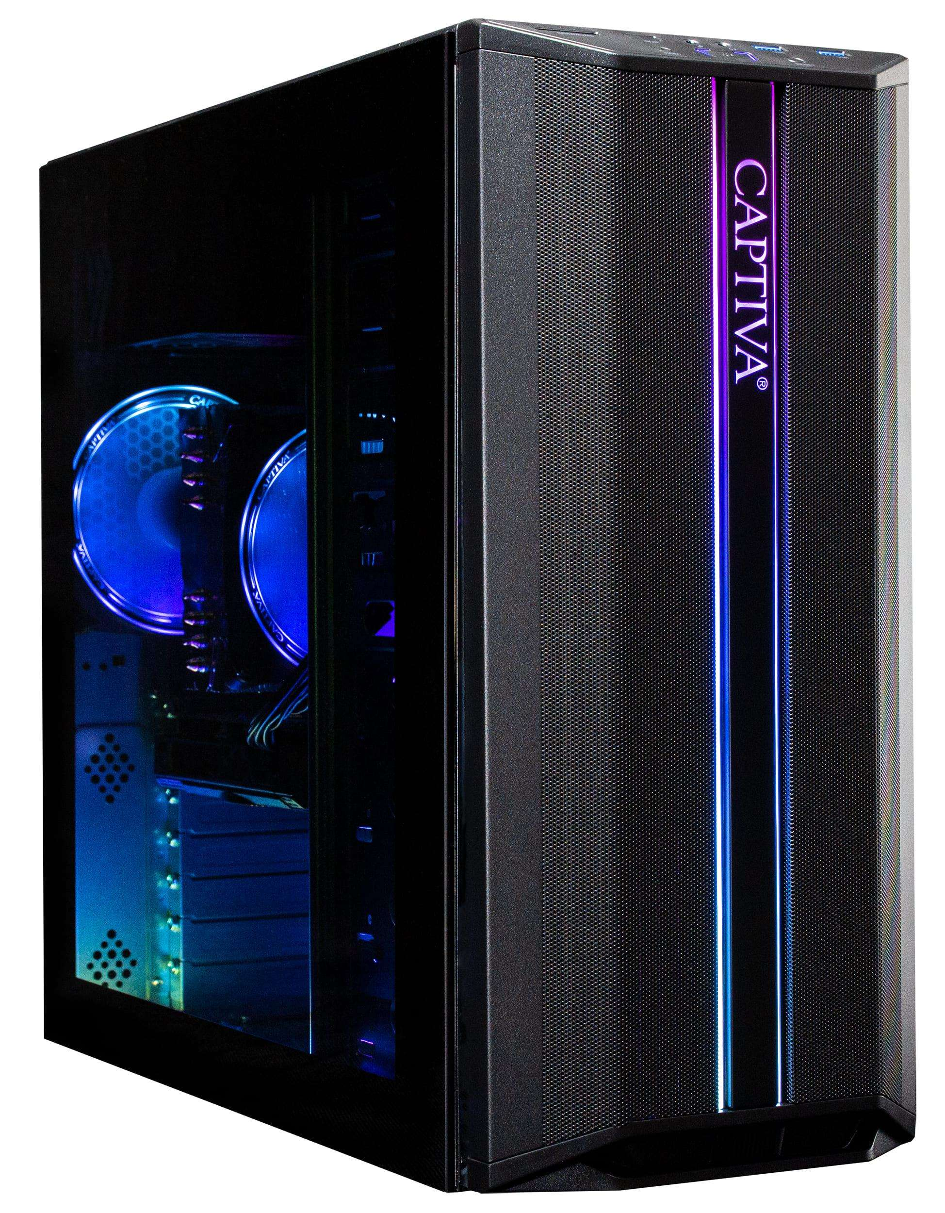 Un case per computer nero con pannello laterale in vetro, illuminato da luci blu.