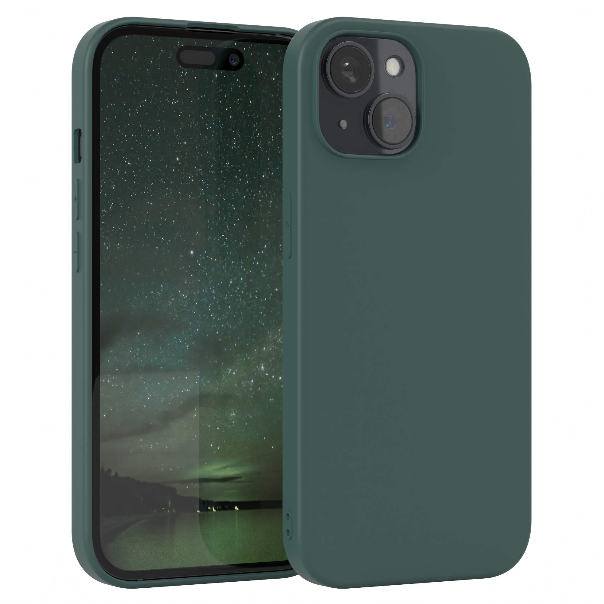 EAZY CASE TPU Silikon Handycase / Grün Nachtgrün iPhone Backcover, Matt, Apple, 15