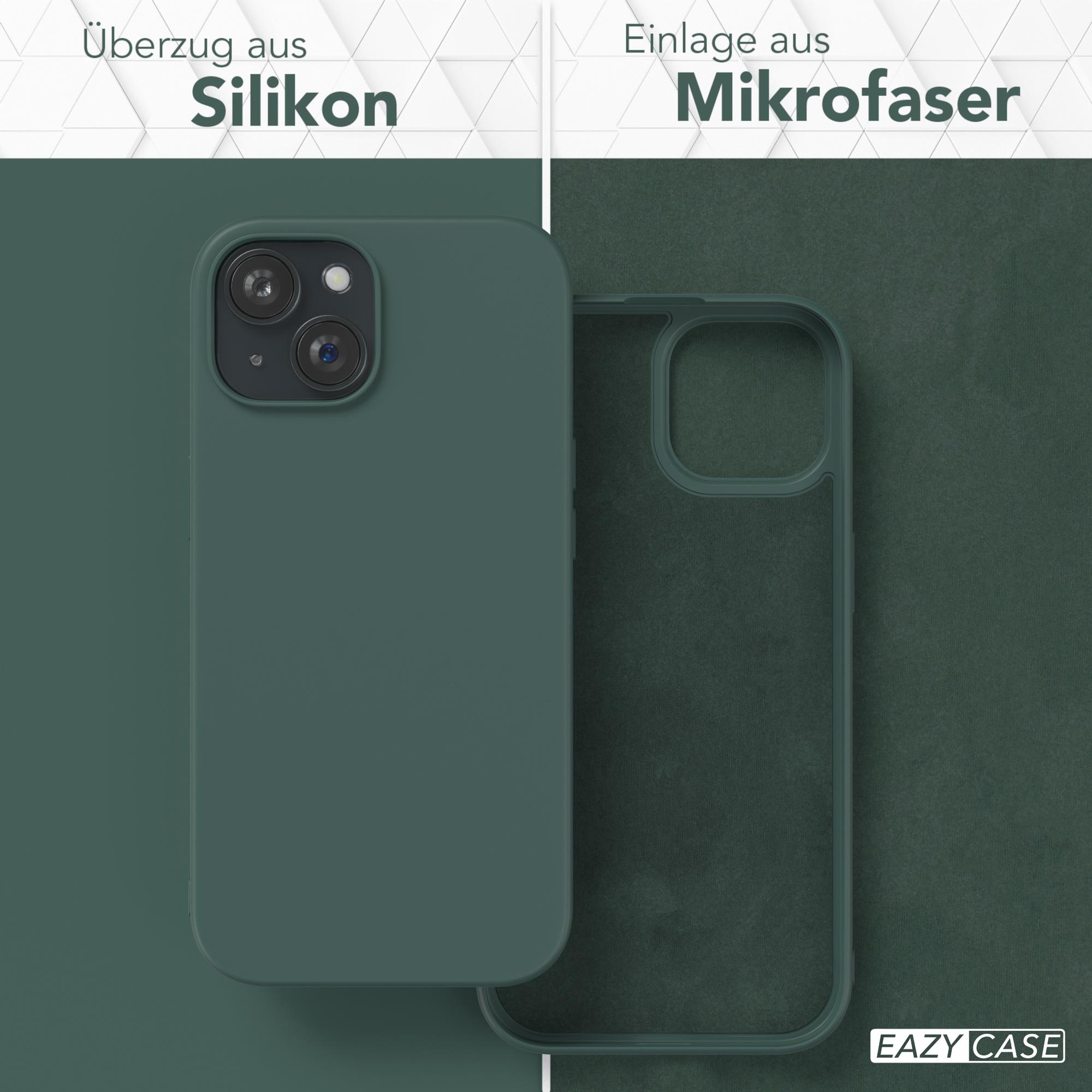 Eine grüne Handyhülle mit Silikonoberfläche und Mikrofaserfutter. Eine leere Hülle wird gezeigt.