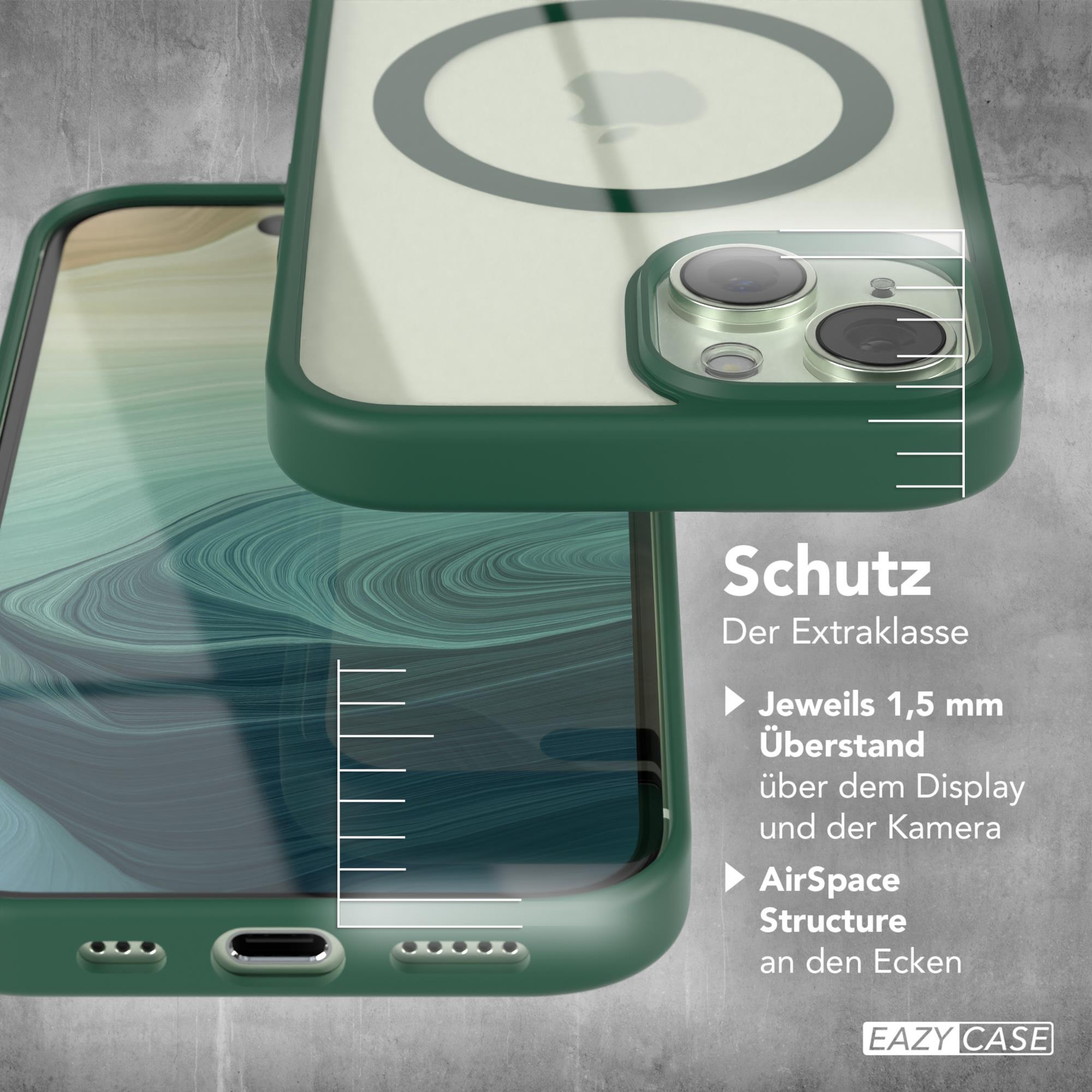 Handyhülle mit grünen Rändern und klarer Rückseite, zeigt das Telefon im Inneren.