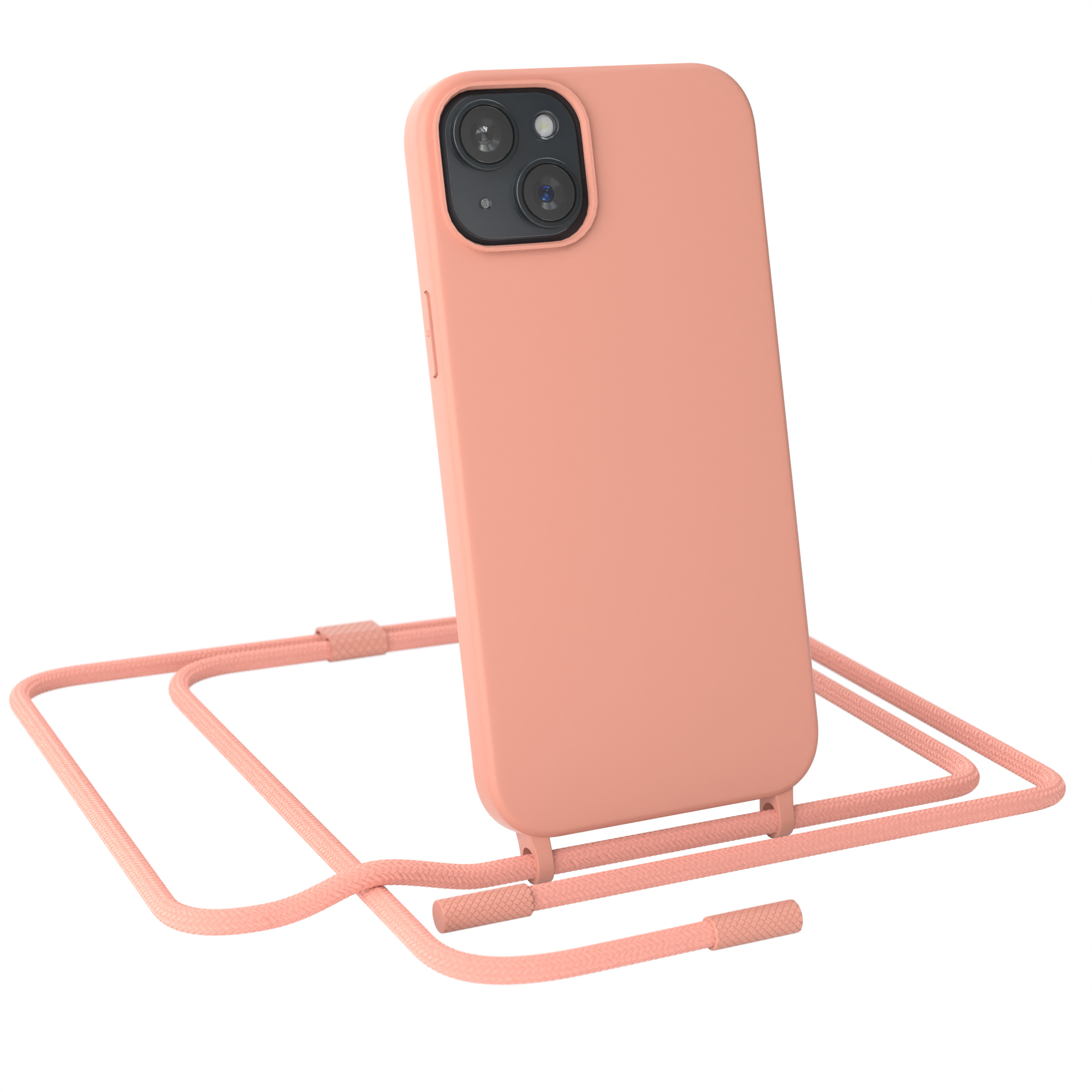 EAZY Coral iPhone Handykette 15 Umhängetasche, CASE Full Plus, Altrosa Apple, Color, Runde /