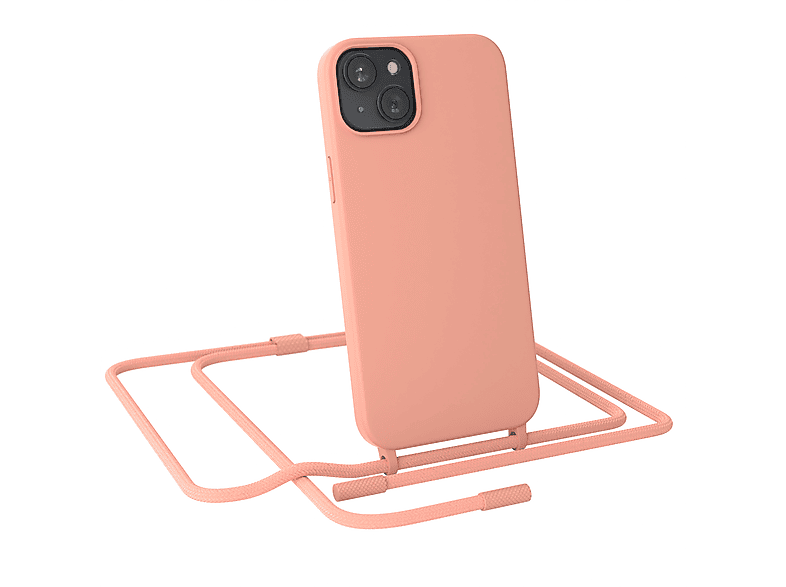 / Apple, Umhängetasche, Handykette Plus, Color, iPhone Coral 15 Runde EAZY CASE Altrosa Full