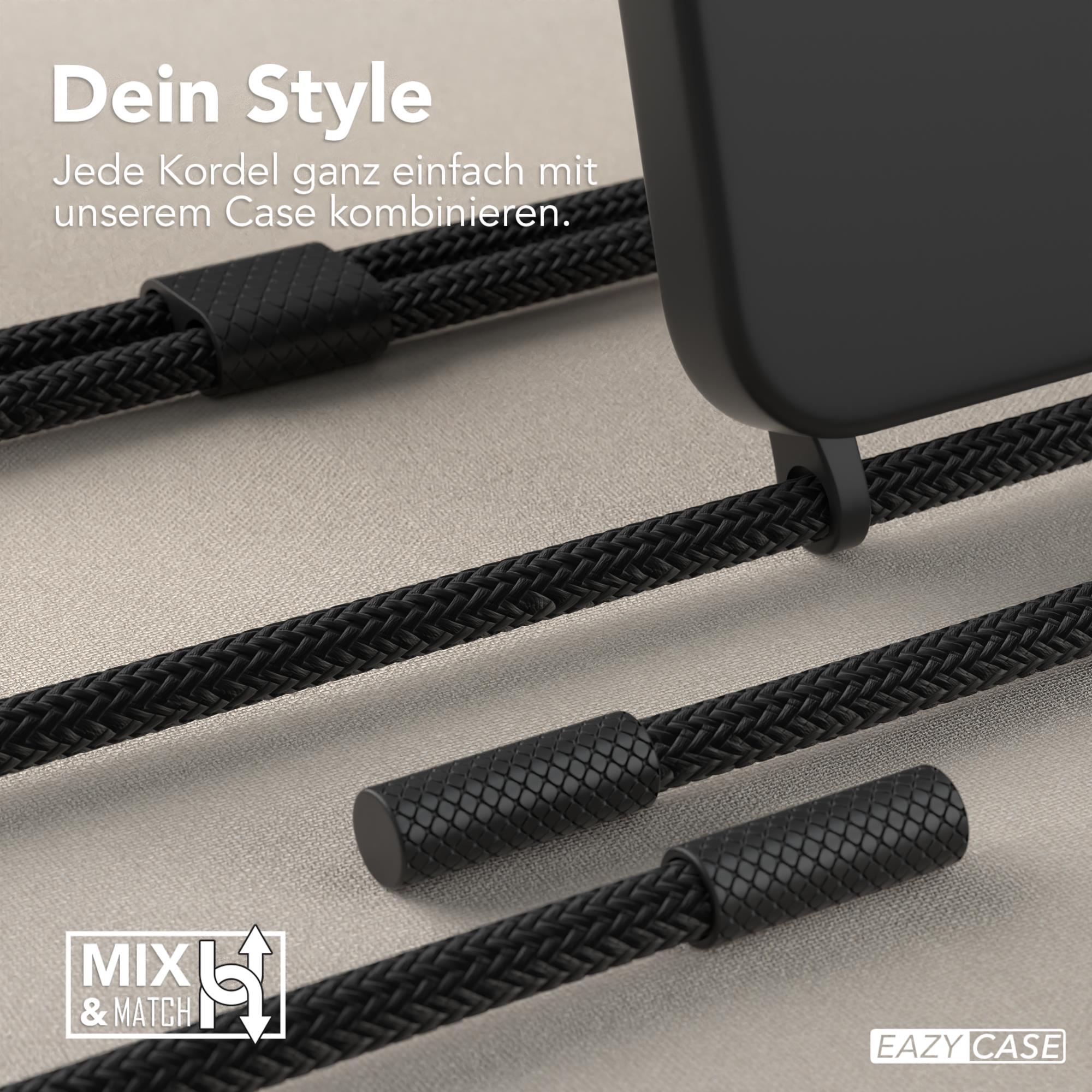 Schwarzes Telefon mit schwarzem Kabel und dem Text 'Dein Style'.