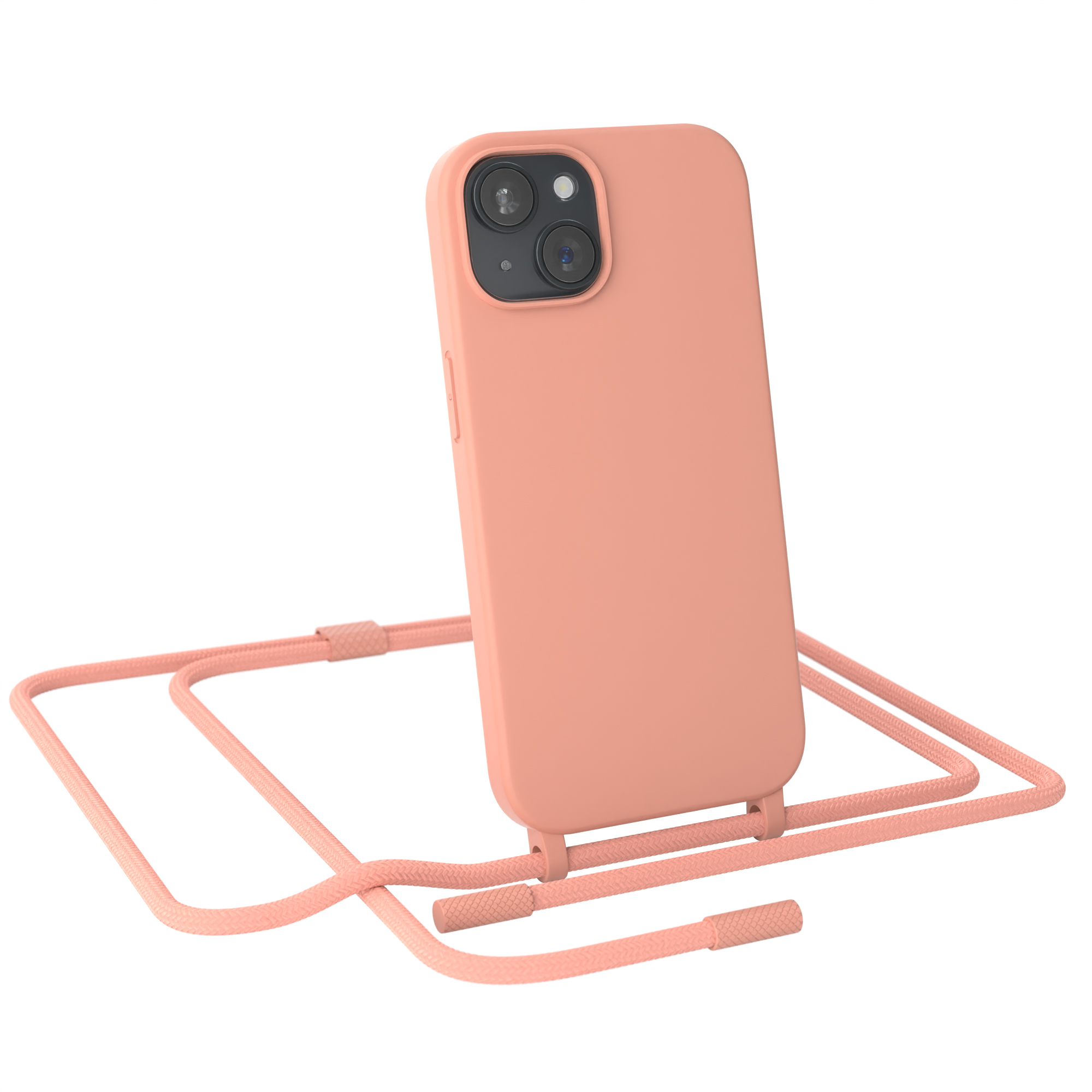 EAZY CASE Full Apple, Handykette Color, 15, / Altrosa iPhone Runde Coral Umhängetasche