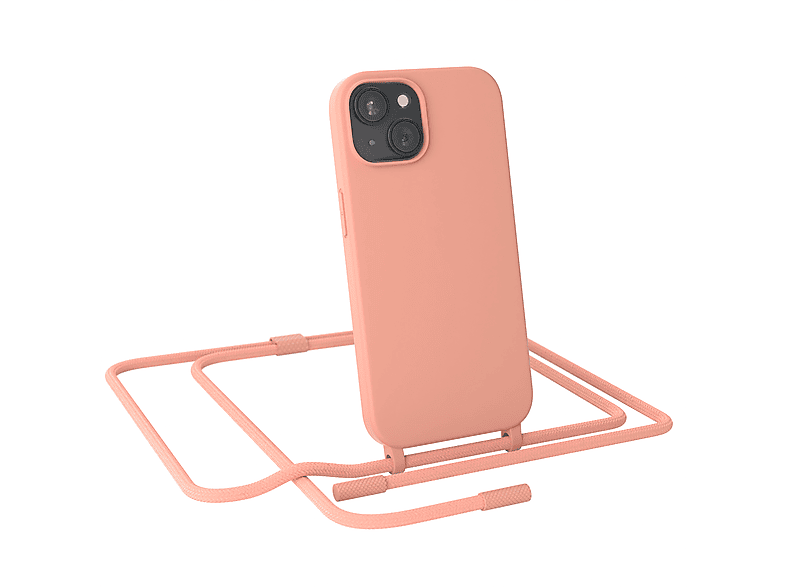 Altrosa Umhängetasche, / Color, Full iPhone Coral 15, EAZY Apple, Handykette CASE Runde
