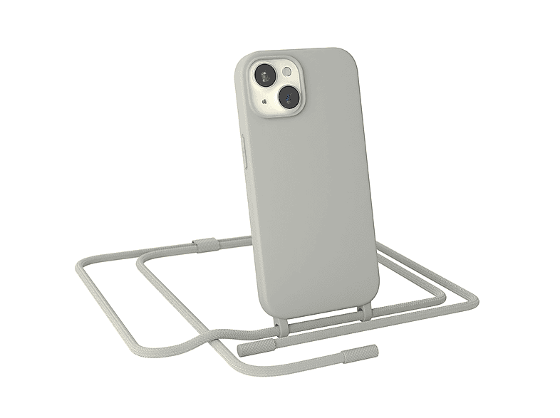 Taupe Full Umhängetasche, CASE EAZY / Color, Apple, 15, Runde Grau Beige Handykette iPhone