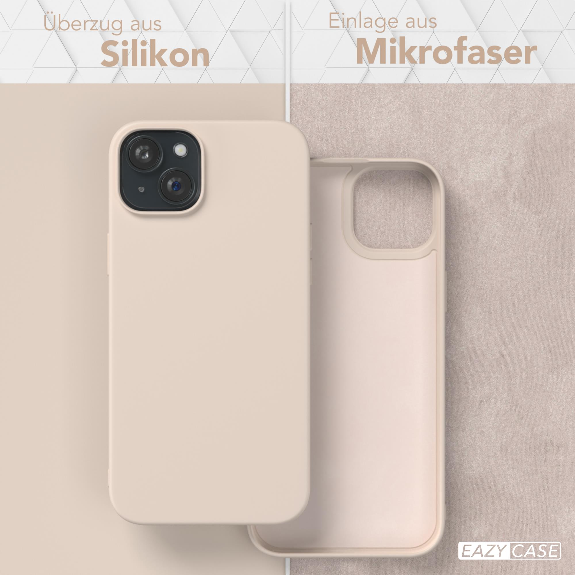 Zwei Handyhüllen, eine beige, zeigen Silikonhülle und Mikrofaser-Einsatz.