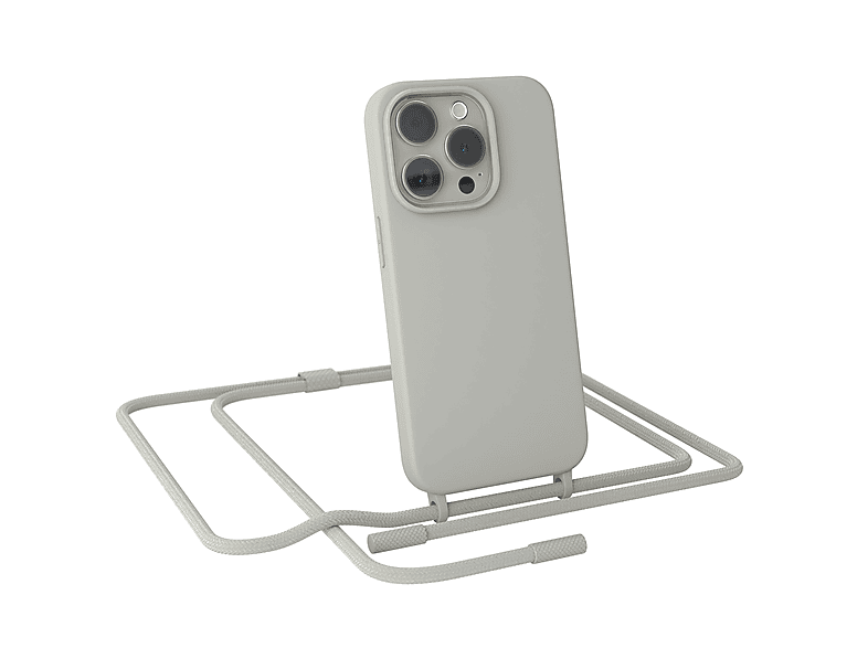 EAZY CASE Handykette Apple, Runde / Umhängetasche, 15 Color, Taupe Grau Beige Pro, Full iPhone