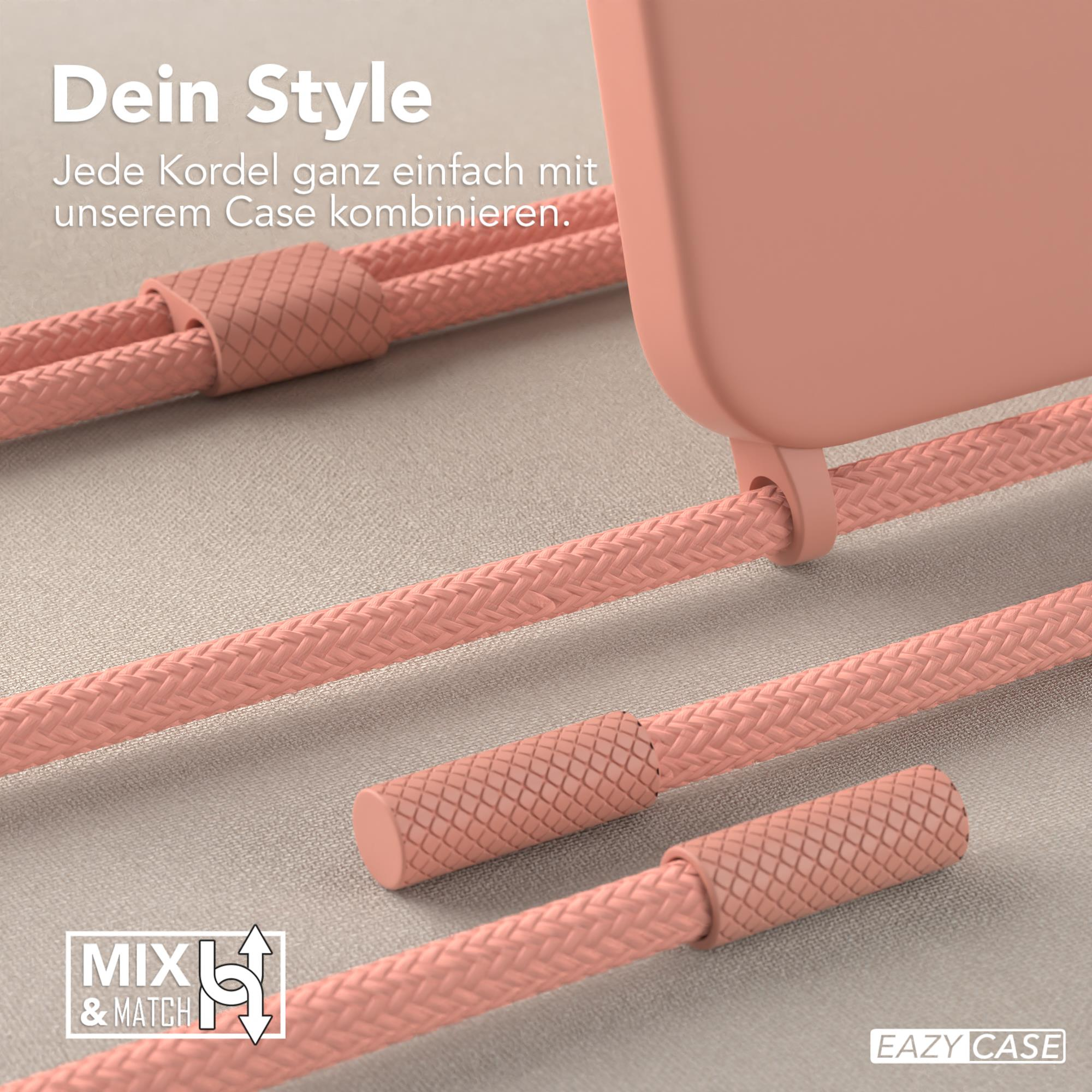 Pfirsichfarbene Handyhülle mit Pfirsichseilen, Nahaufnahme, zeigt Stil und Details.