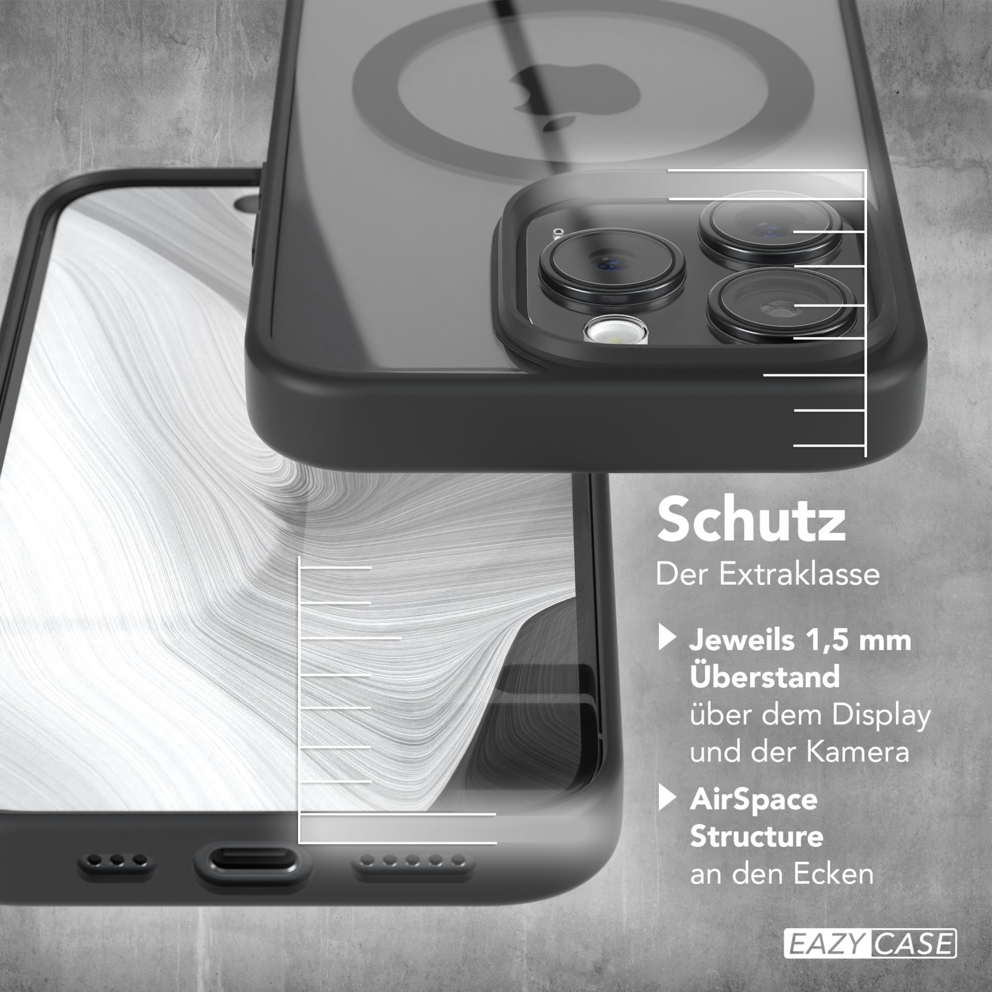 Eine Handyhülle mit Displayschutz, mit Maßen und dem Eazy Case Logo.