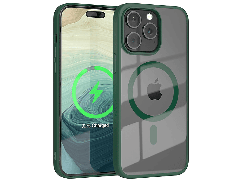 EAZY CASE Clear Cover mit MagSafe, Bumper, Apple, iPhone 15 Pro Max, Nachtgrün