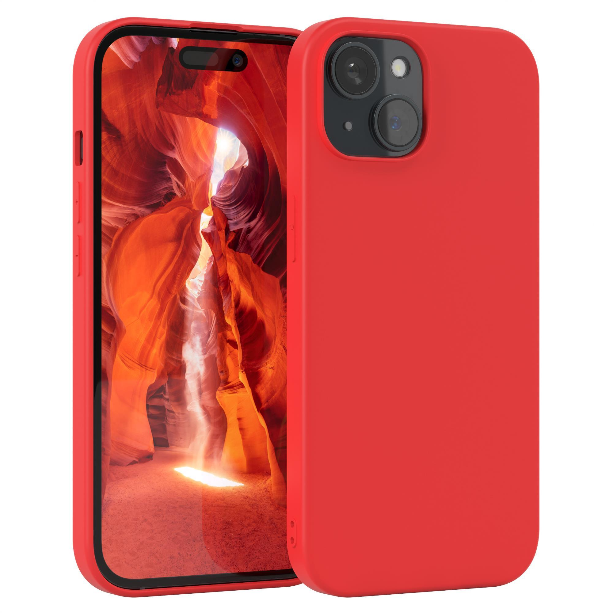 Rote Handyhülle mit einem Canyon-Bild auf dem Telefon. Weißer Hintergrund.