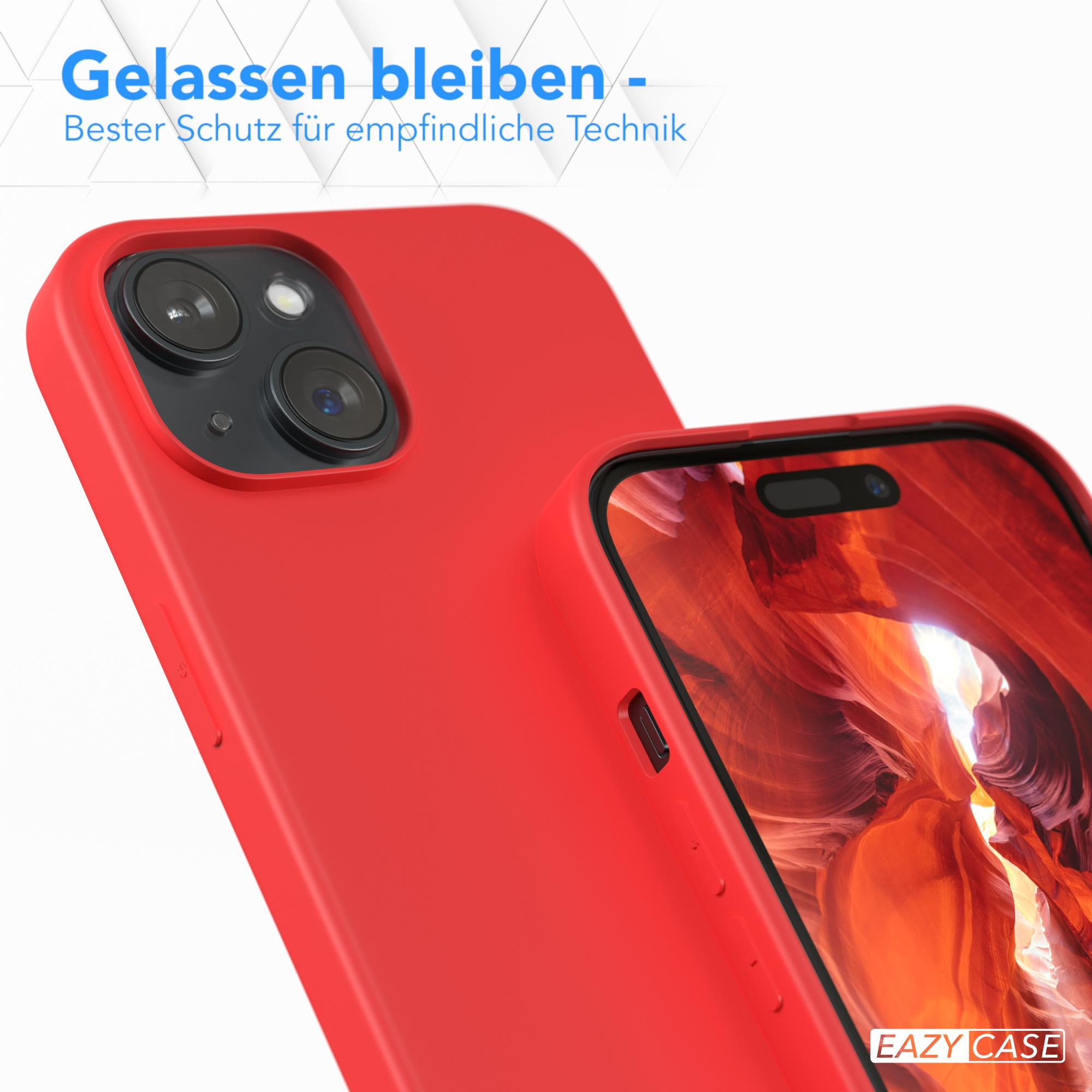 Nahaufnahme einer roten Handyhülle. Eine andere Hülle befindet sich dahinter.