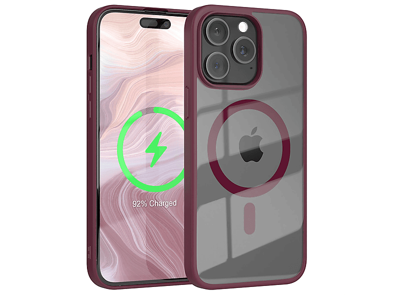 EAZY CASE Clear Cover mit MagSafe, Bumper, Apple, iPhone 15 Pro Max, Beere