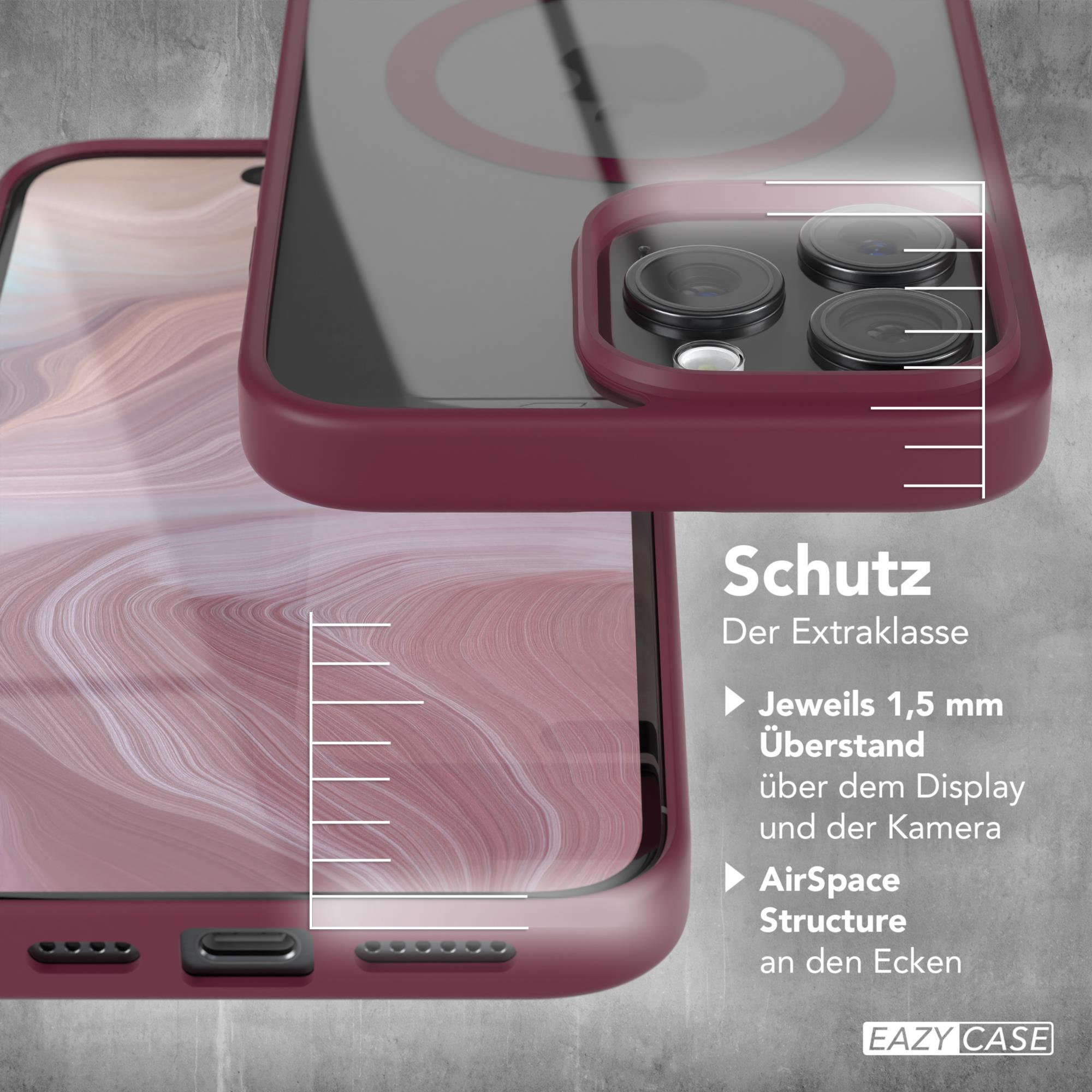 Eine Handyhülle in roter Farbe über einem Telefon. Der Text weist auf Schutz hin.