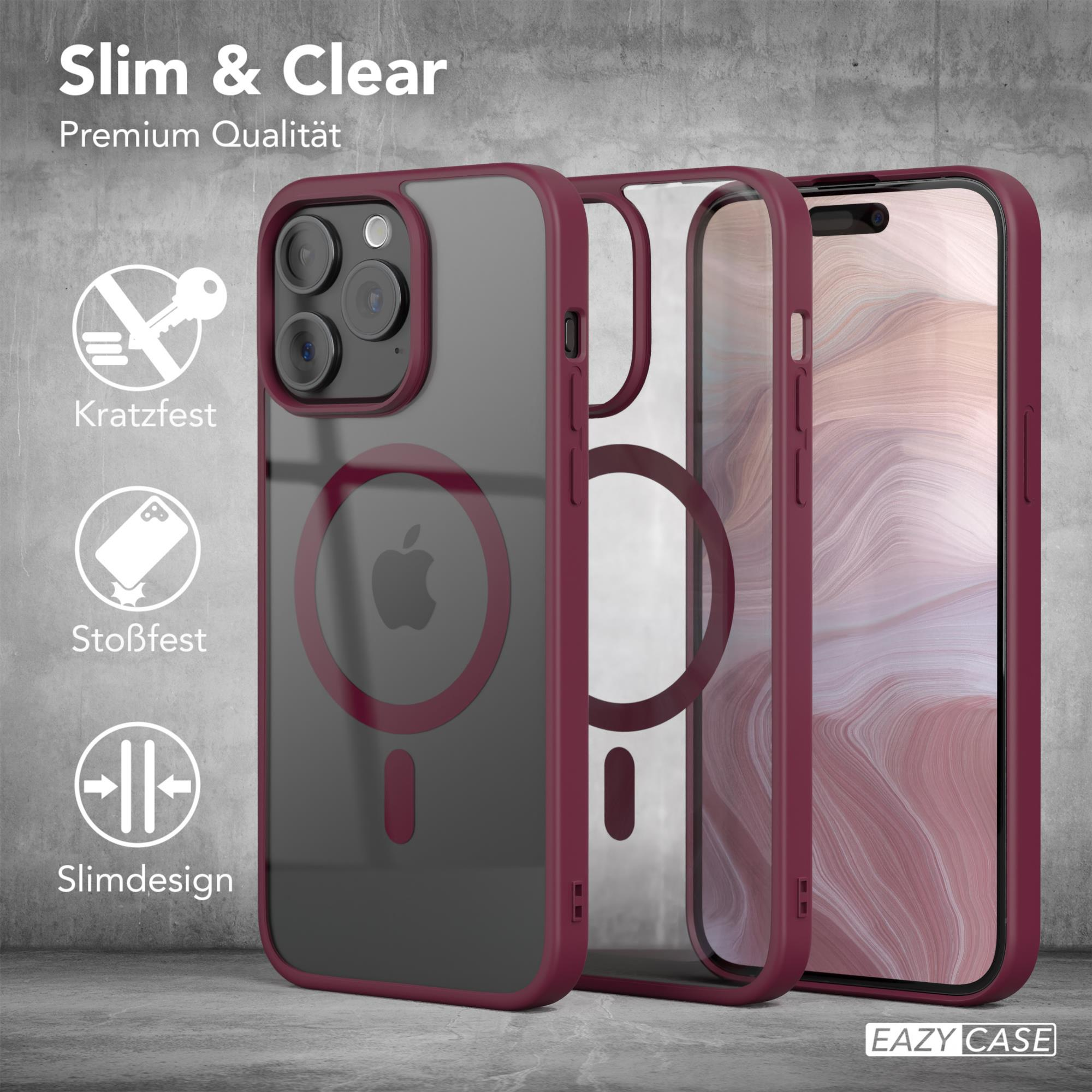 Handyhüllen mit transparenten und roten Rahmen, Text auf Deutsch. Ein Schlüssel, ein Telefon und ein schlankes Design.