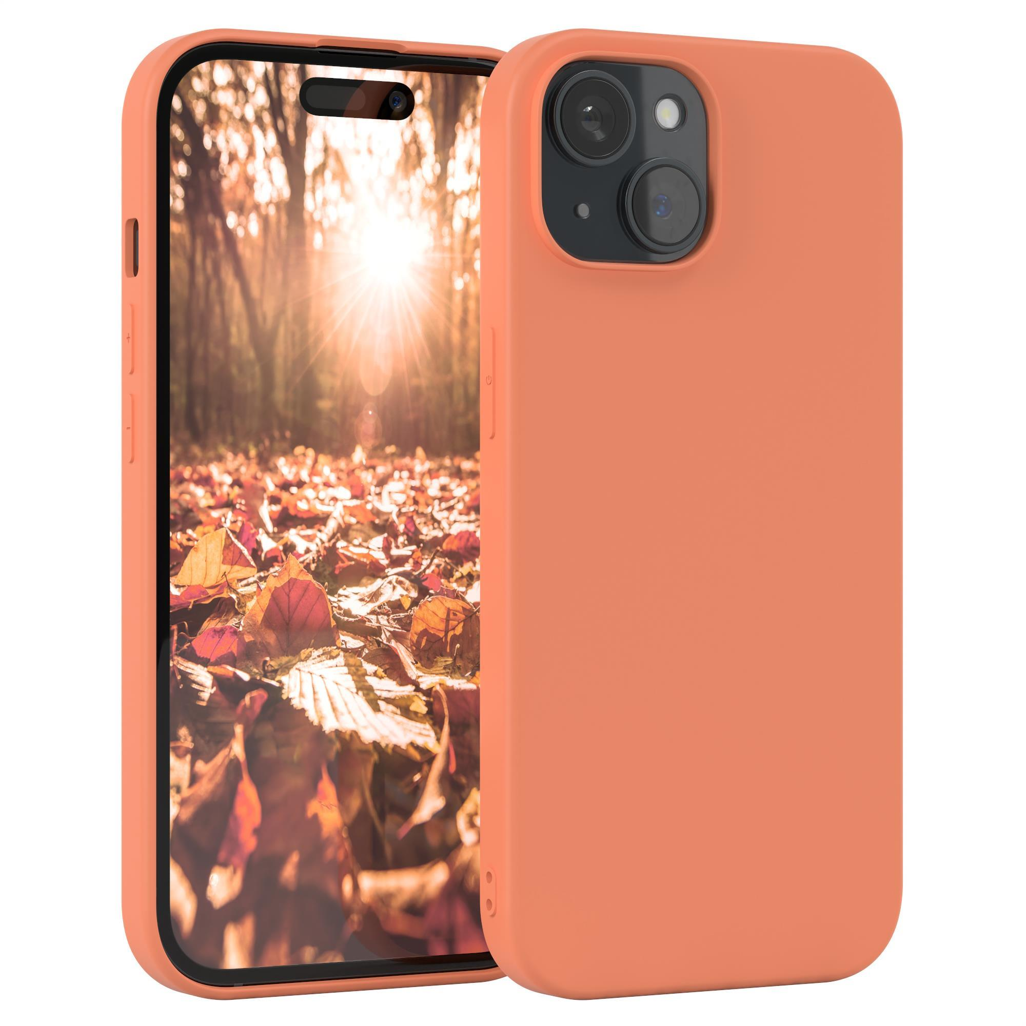 CASE iPhone 15, Matt, Orange TPU Silikon Apple, Handycase EAZY Backcover,