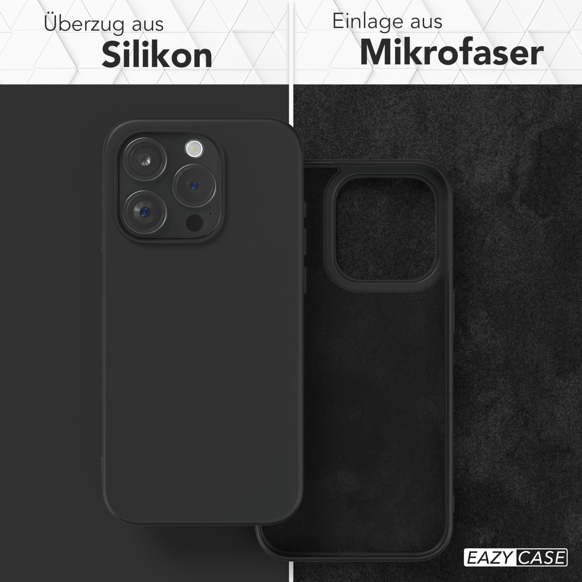 Zwei schwarze Handyhüllen, eine mit Silikonhülle und die andere mit Mikrofaser-Einsatz.