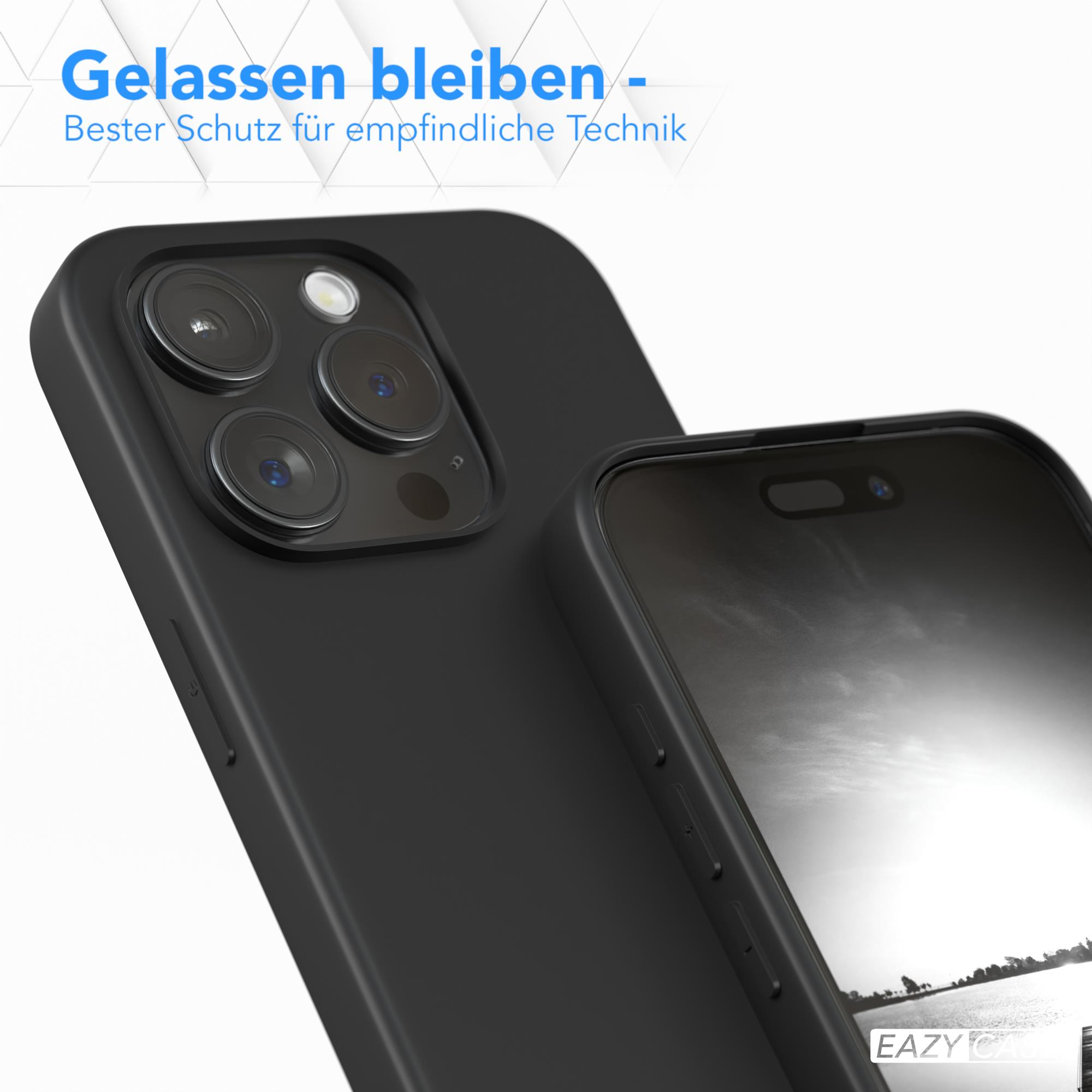 Nahaufnahme einer schwarzen Handyhülle, die ein Telefon mit sichtbaren Kameras schützt.