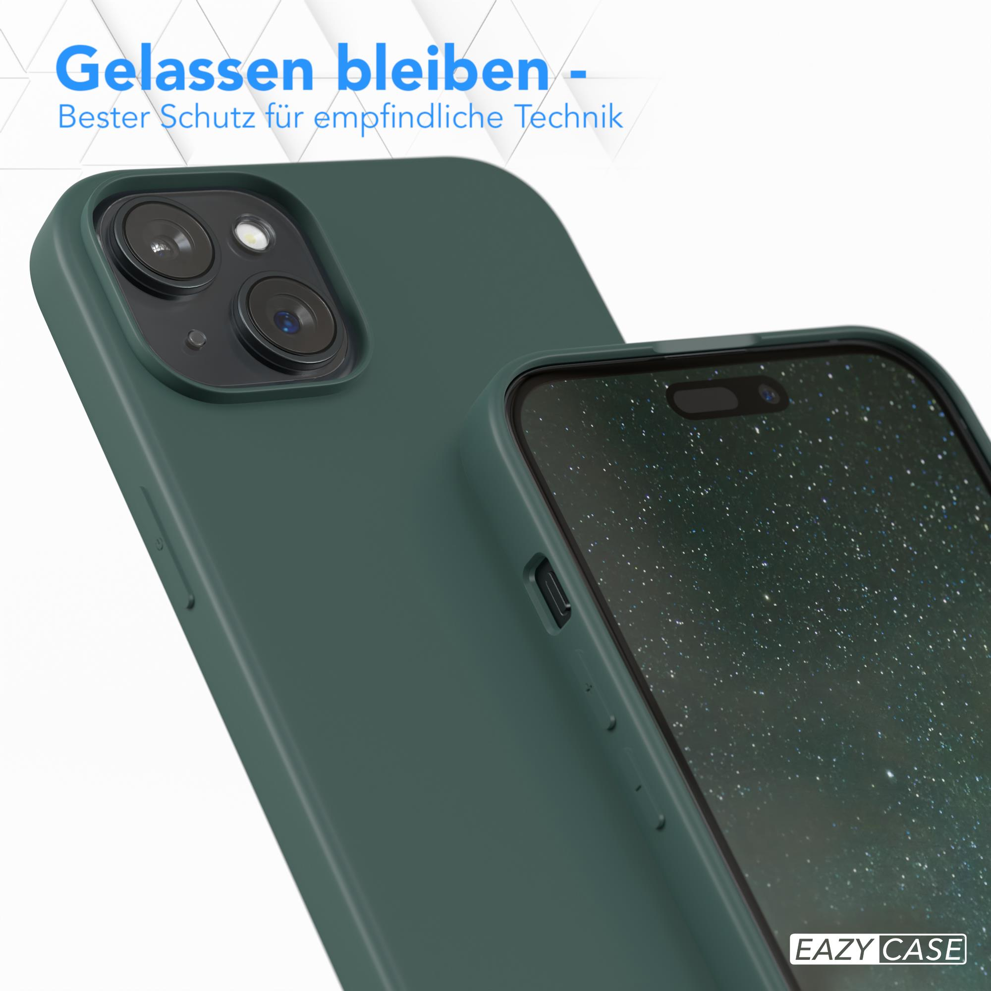 Grüne Handyhülle, Nahaufnahme. Telefon in Hülle, Kamera sichtbar.
