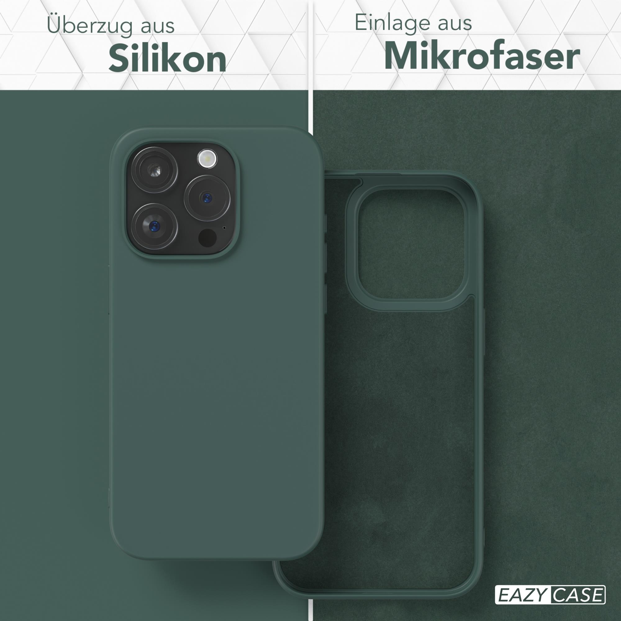 Grüne Handyhülle mit Silikonhülle und Mikrofaser innen. Das Telefon ist auf dem Gehäuse platziert.