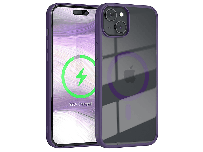 EAZY CASE Clear Cover mit MagSafe, Bumper, Apple, iPhone 15 Plus, Violett