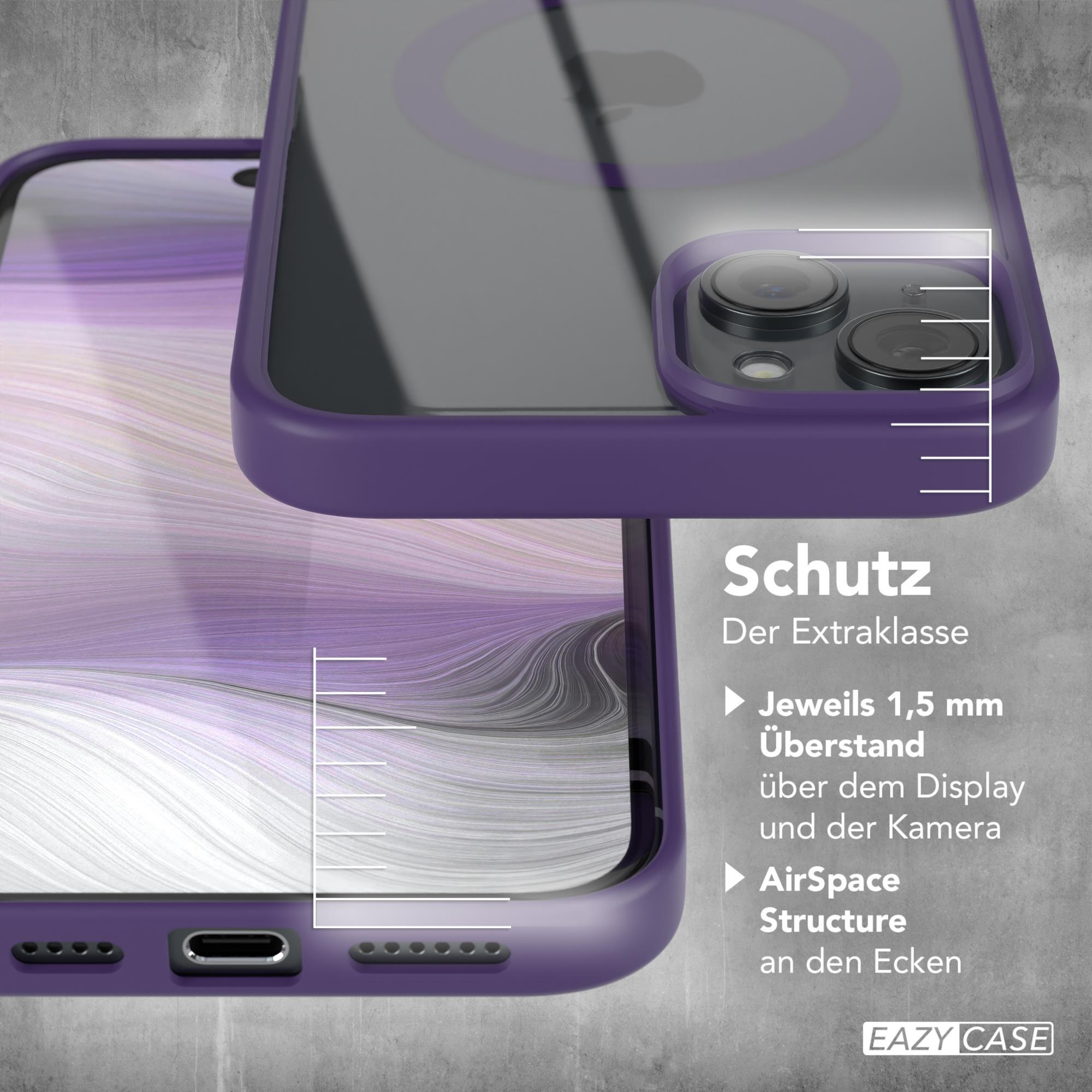 Lila Handyhülle mit Schutzfunktionen. Nahaufnahmedetails des Designs und der Struktur der Hülle.