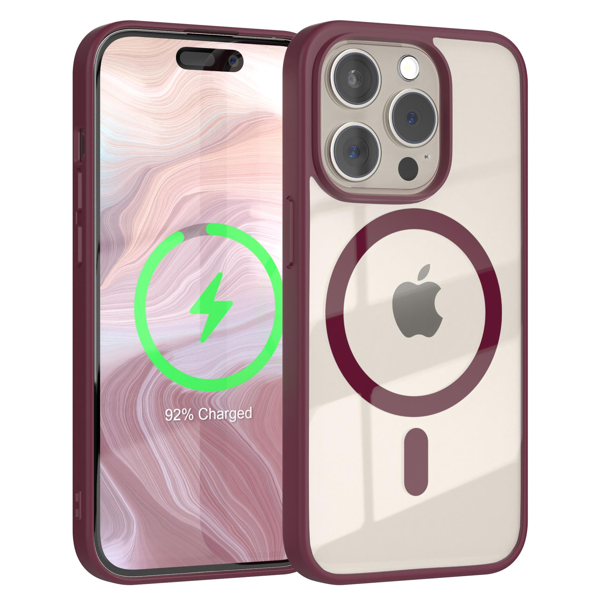 Handyhülle mit Telefon darin. Die Rückseite hat einen Ladekreis. Das Telefon lädt, bei 92 %.