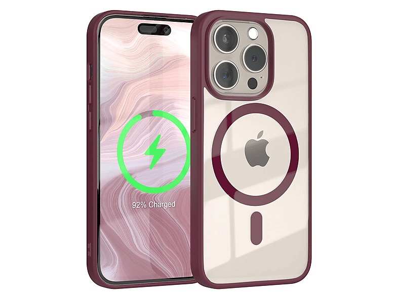 EAZY CASE Clear Cover mit MagSafe, Bumper, Apple, iPhone 15 Pro, Beere