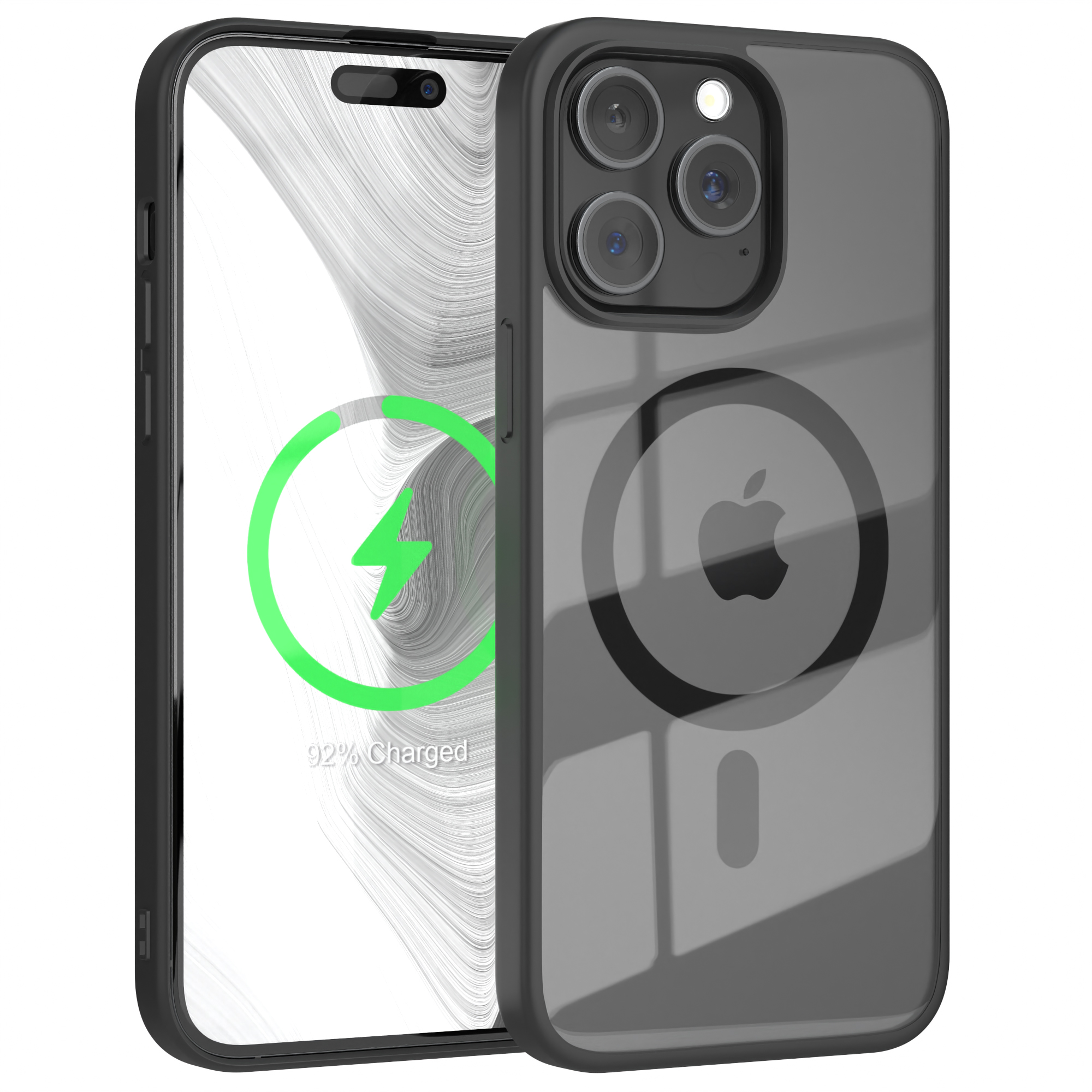 EAZY CASE Clear Cover mit Max, iPhone Schwarz Pro Apple, Bumper, 15 MagSafe