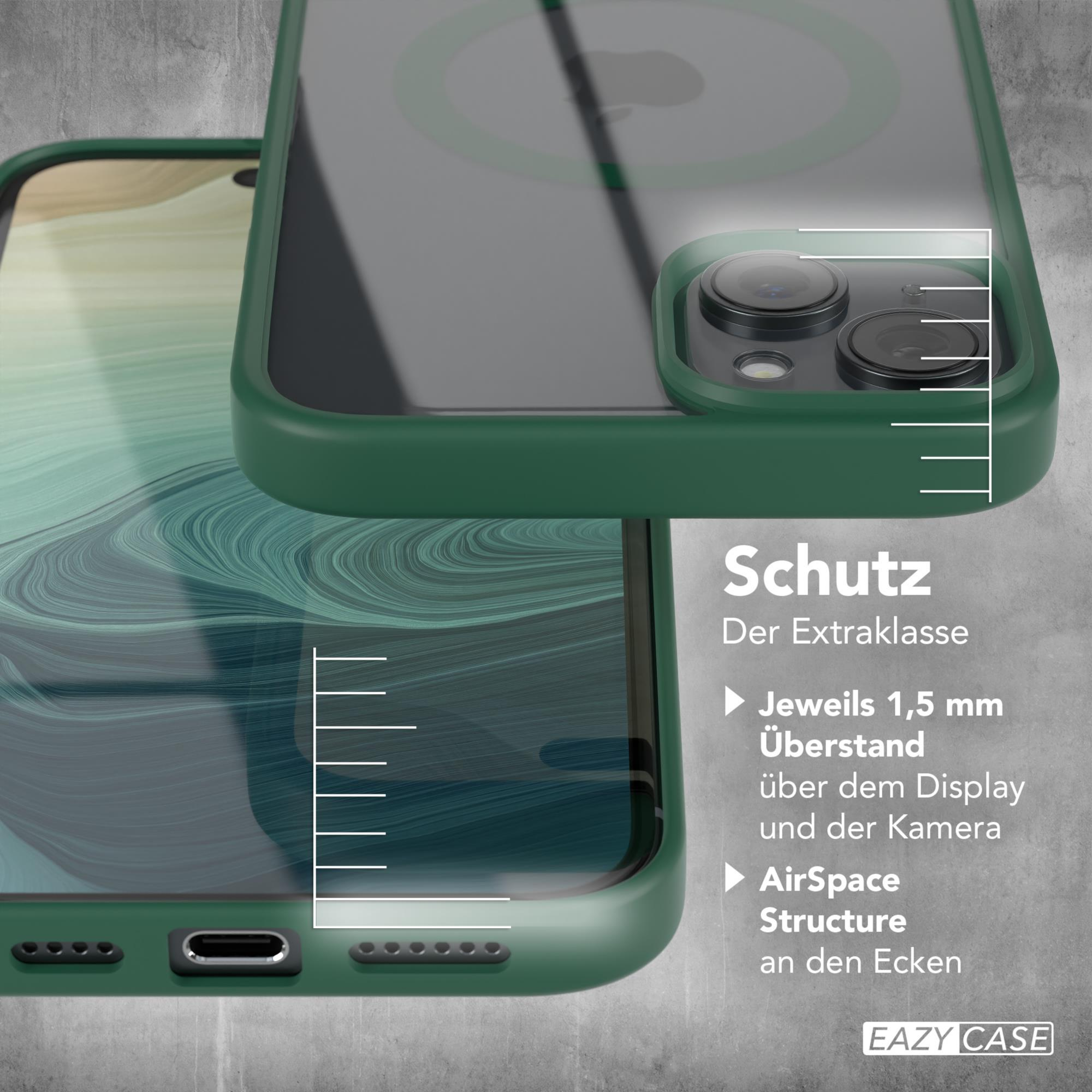 Grüne Handyhülle, zeigt einen Displayrand. Text zeigt Schutzmerkmale und Abmessungen in mm.