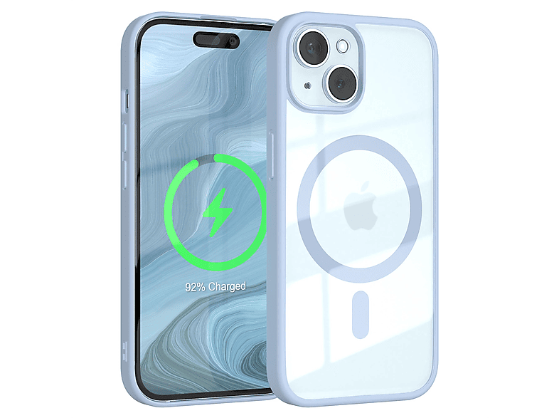 EAZY CASE Clear Cover mit MagSafe, Bumper, Apple, iPhone 15, Hellblau