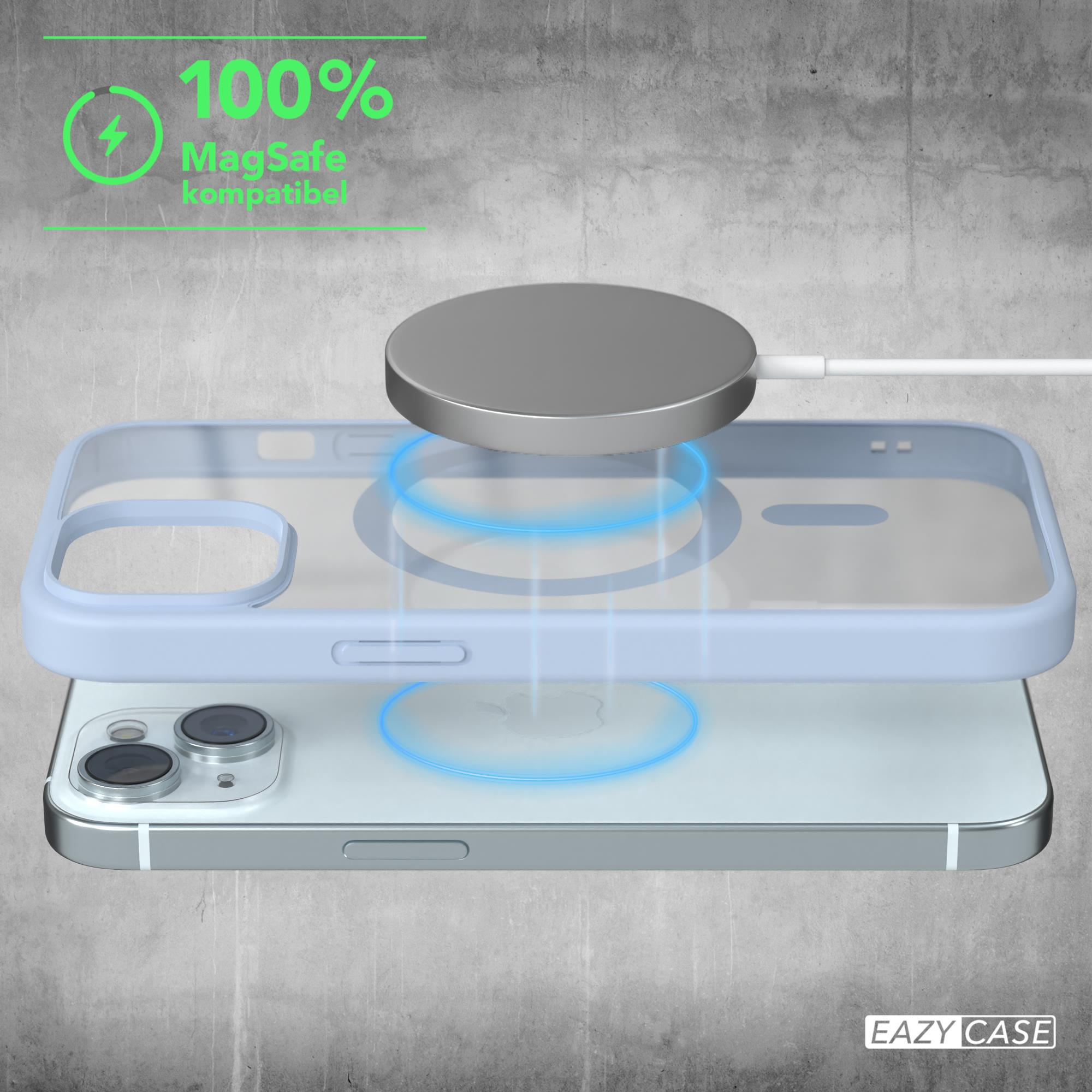 EAZY CASE Clear Cover iPhone 15, Bumper, MagSafe, Apple, Hellblau mit