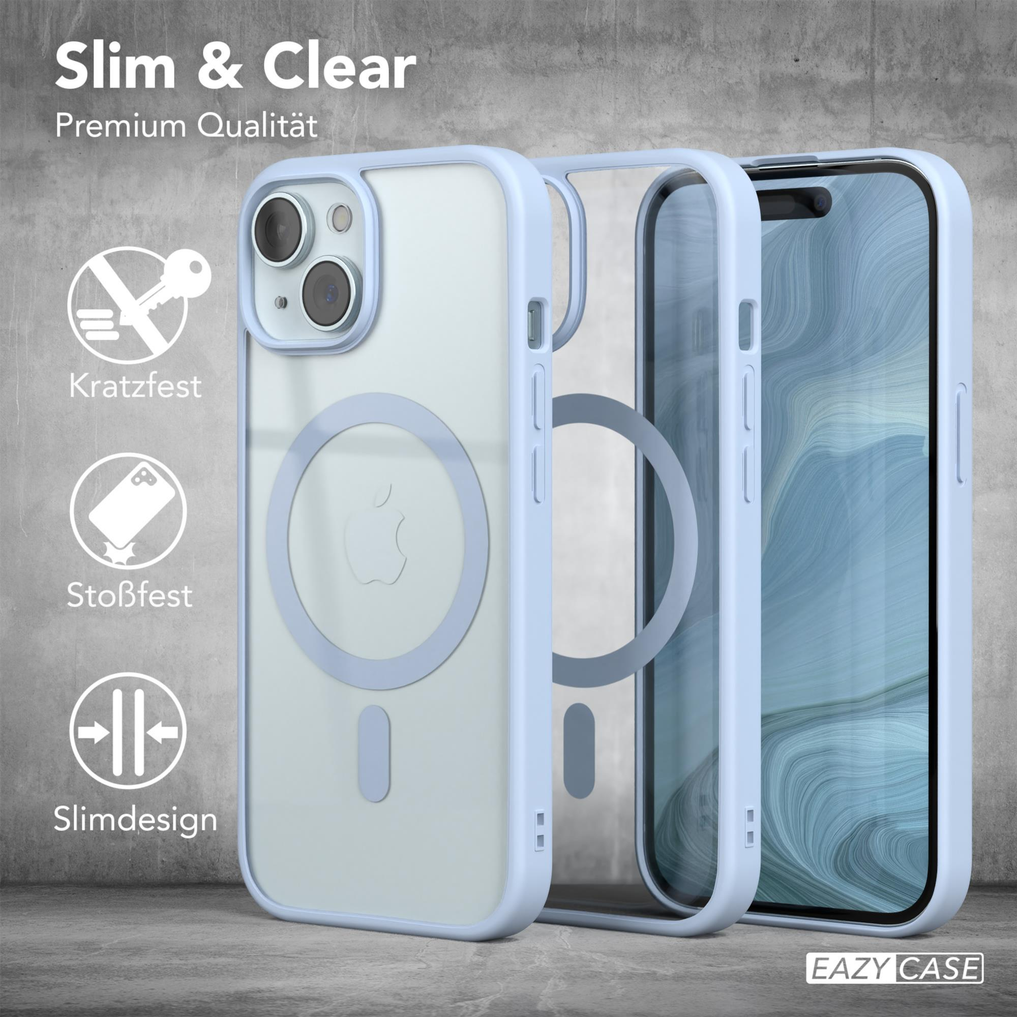 EAZY CASE Clear Cover iPhone 15, Bumper, MagSafe, Apple, Hellblau mit
