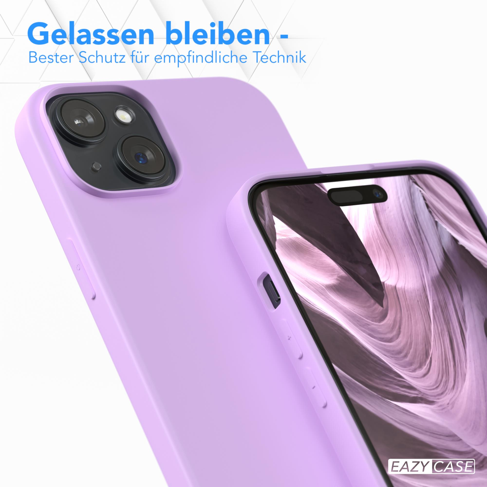 Nahaufnahme einer lila Handyhülle und eines Telefons.