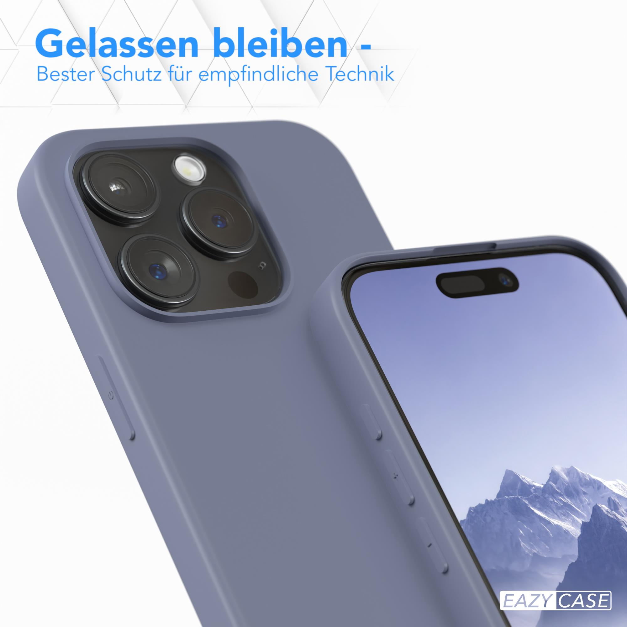 Nahaufnahme einer Handyhülle, mit Kamera und Bildschirm. Das Telefon ist blau.