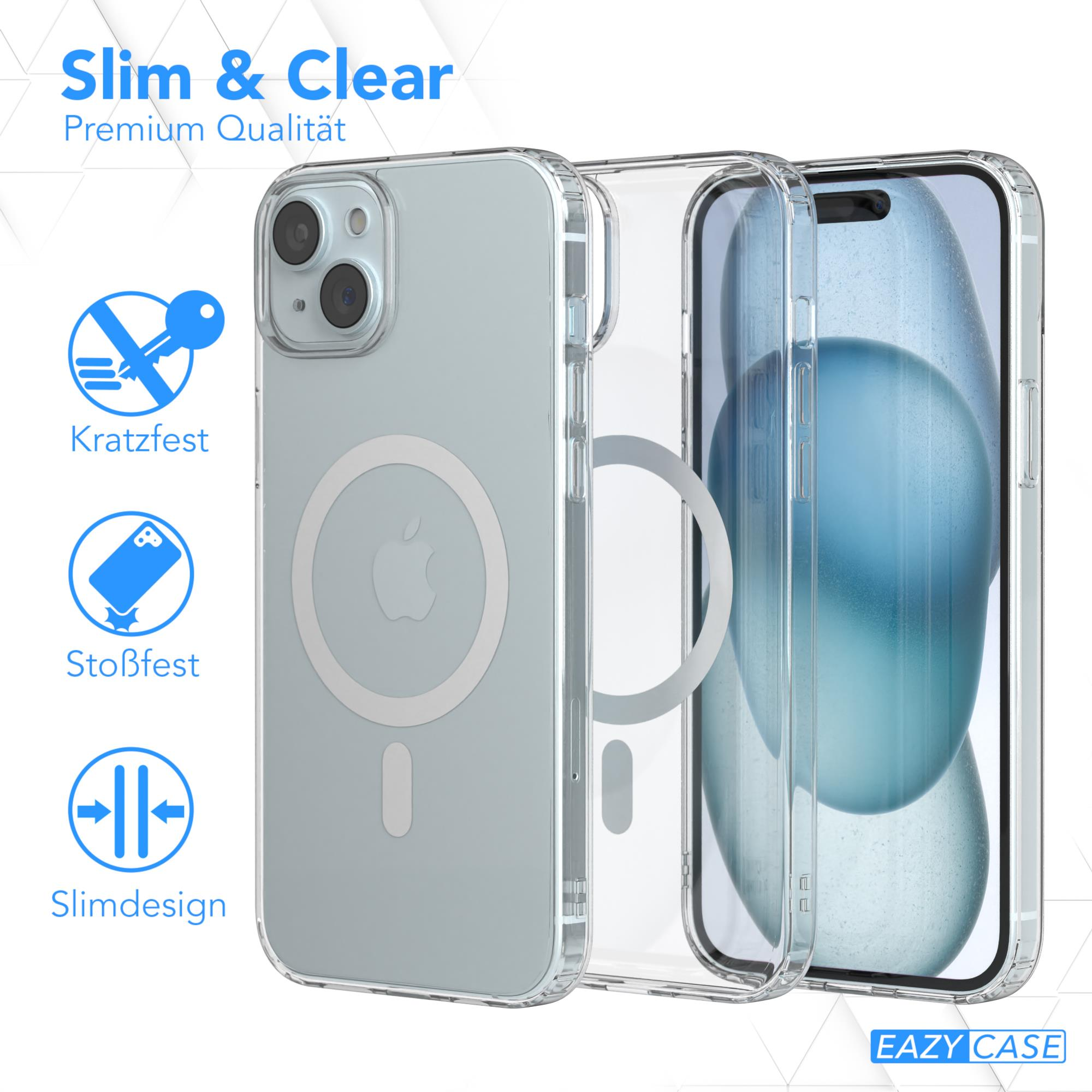Transparente Handyhüllen mit Text: Slim & Clear, Kratzfest, Stoßfest, Slimdesign. EAZY CASE Logo.