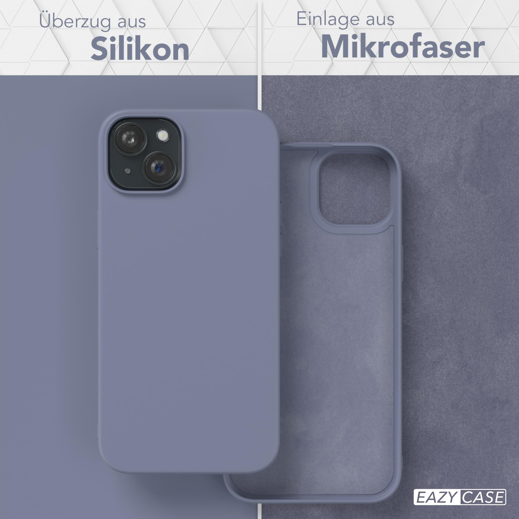 Lila Handyhülle mit Innenteil. Der Text lautet: Silikon und Mikrofaser.