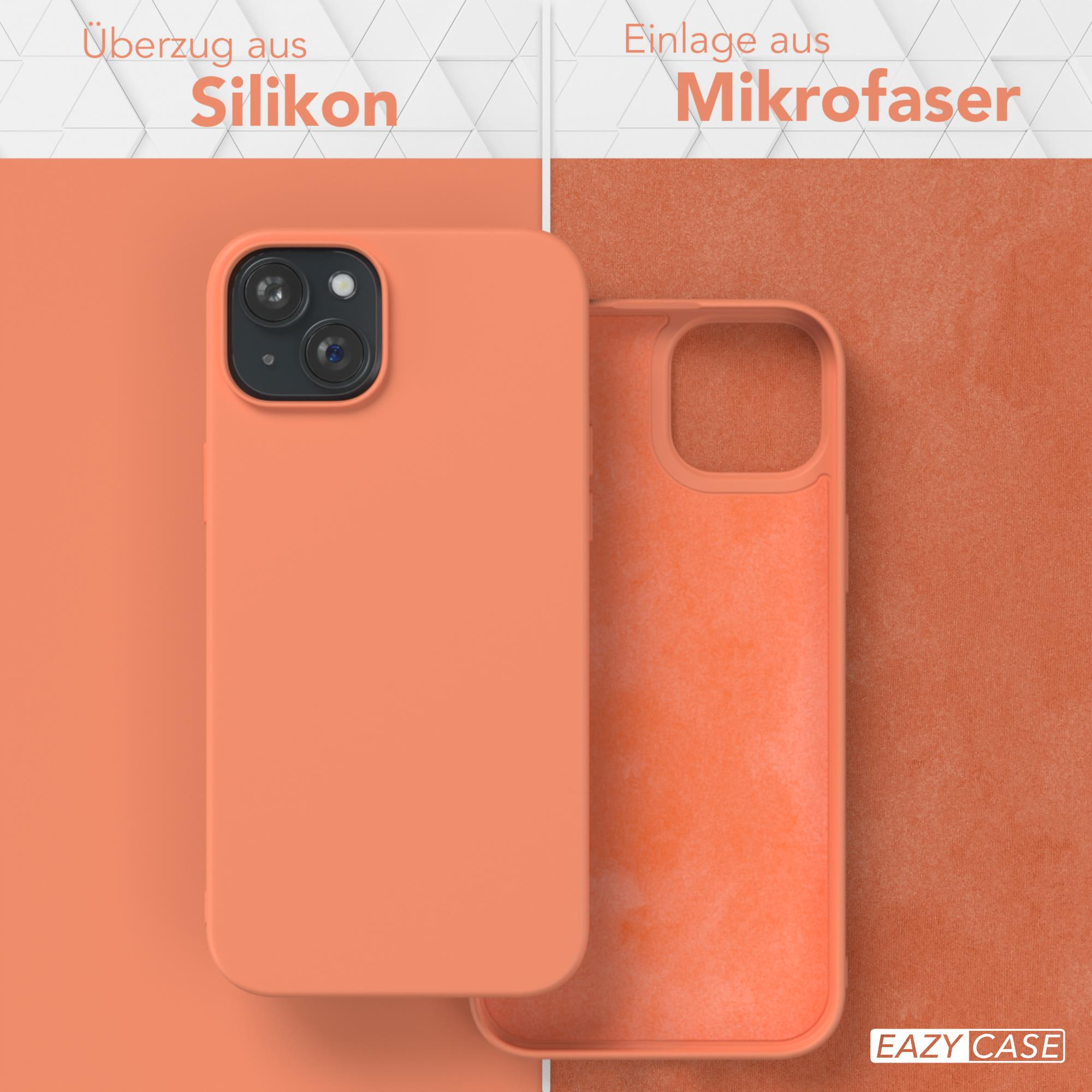Telefonhülle in Orange. Die Innenseite der Hülle ist orange. Der Text ist auf Deutsch.