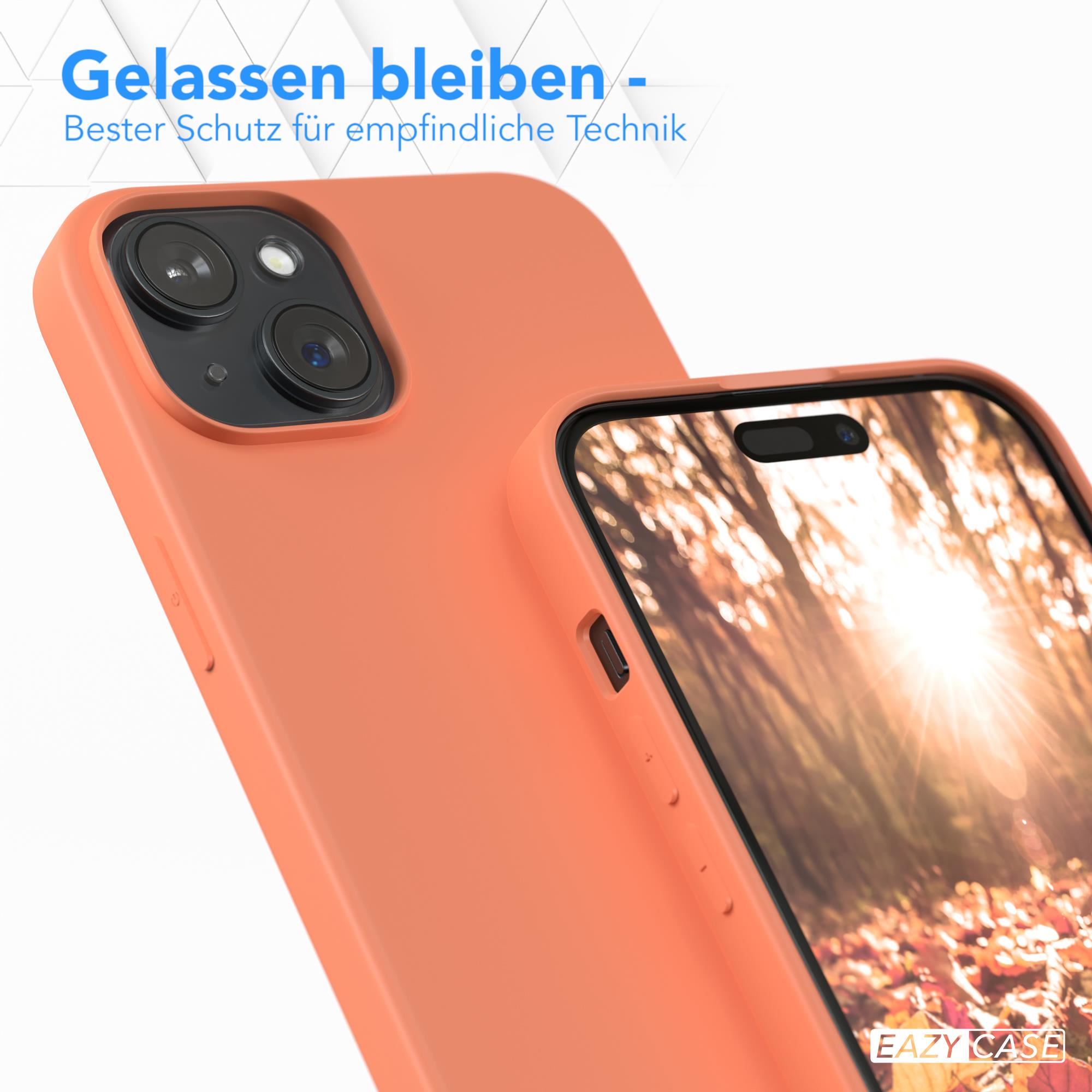 Orangene Handyhülle und ein Telefon. Die Handyhülle schützt das Telefon.