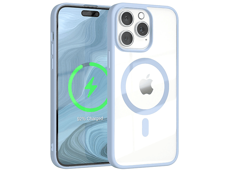 EAZY CASE Clear Cover mit MagSafe, Apple, iPhone Pro 15 Max, Bumper, Hellblau