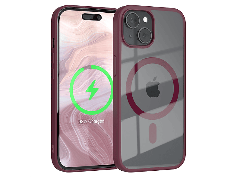 EAZY CASE Clear Cover mit MagSafe, Bumper, Apple, iPhone 15, Beere