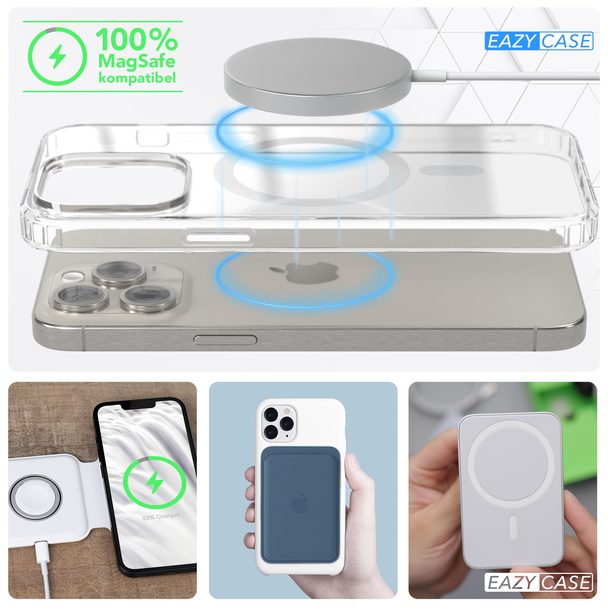 Telefon und Ladegerät mit einer MagSafe-kompatiblen Handyhülle.