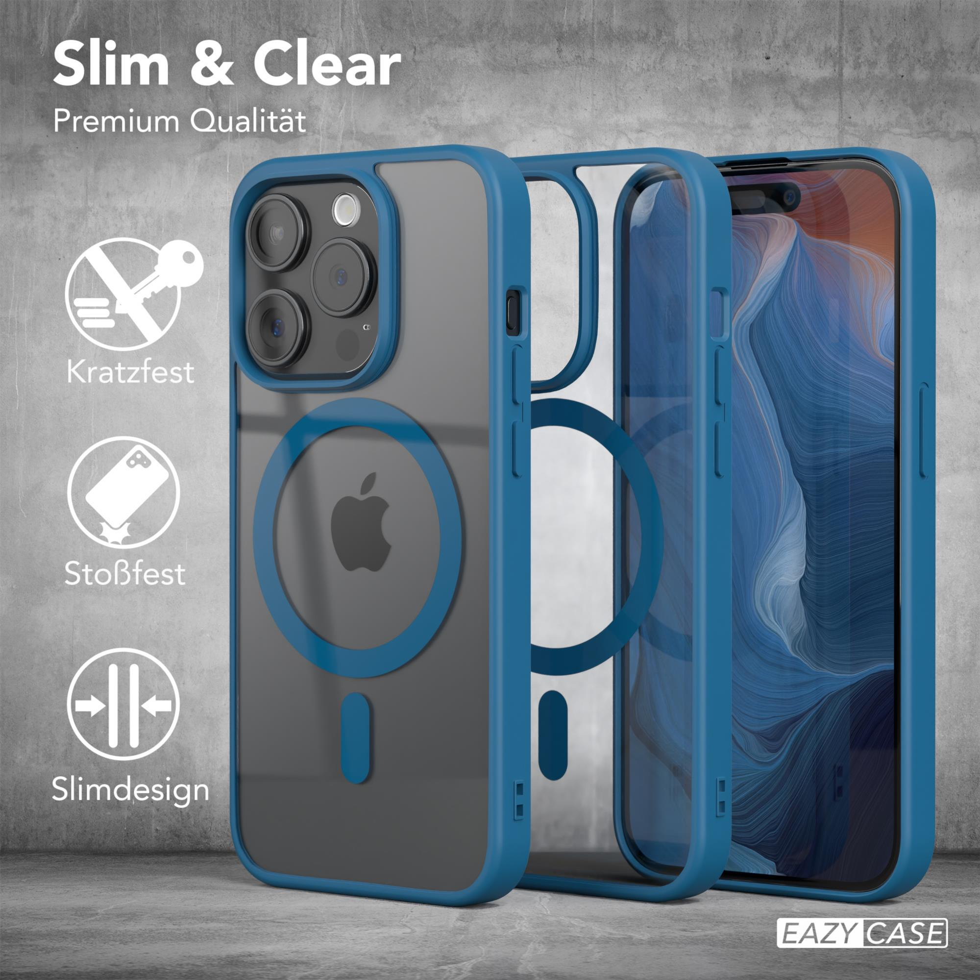 EAZY CASE Clear Cover mit Dunkelblau 15 iPhone Pro, Bumper, MagSafe, Apple